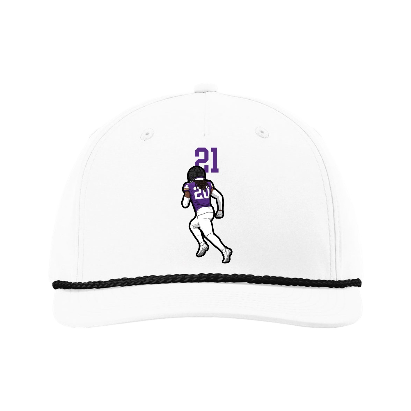 Five-Panel Classic Rope Cap — Number Top in White