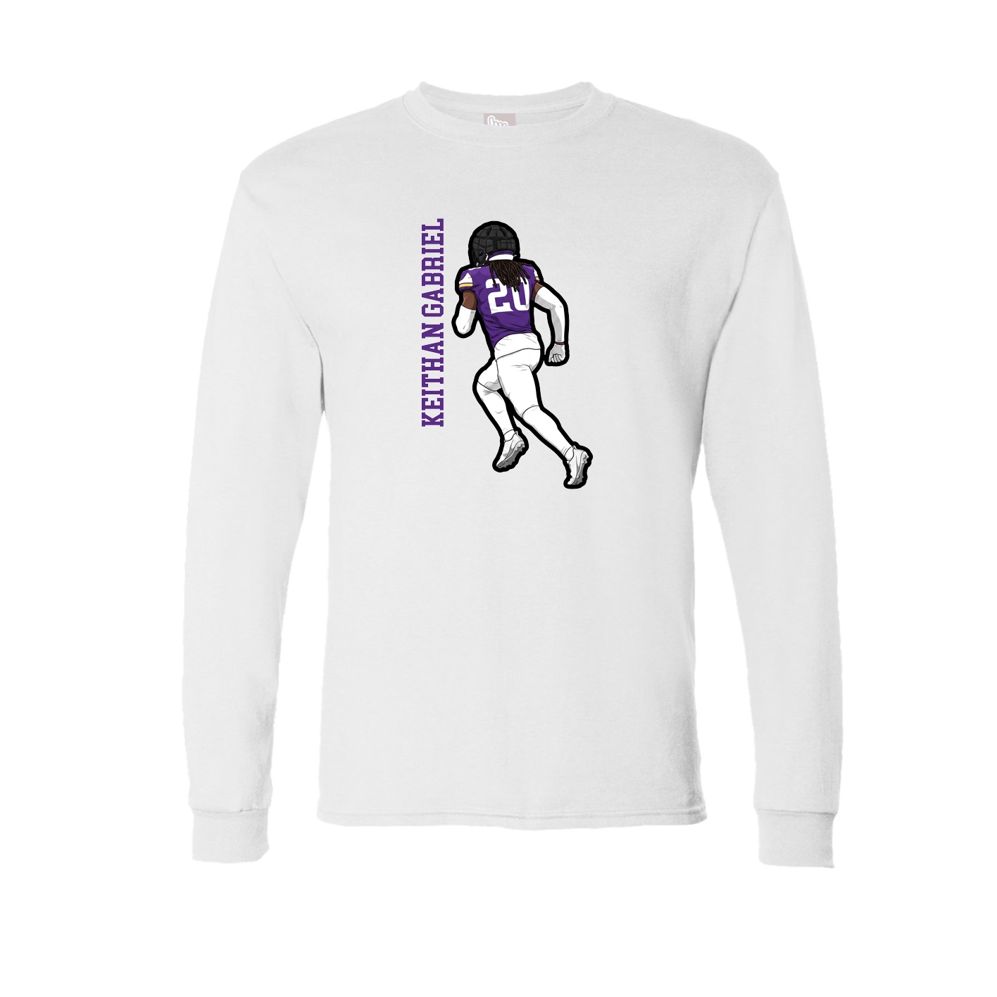 Long Sleeve Tee — Name Vertical in White