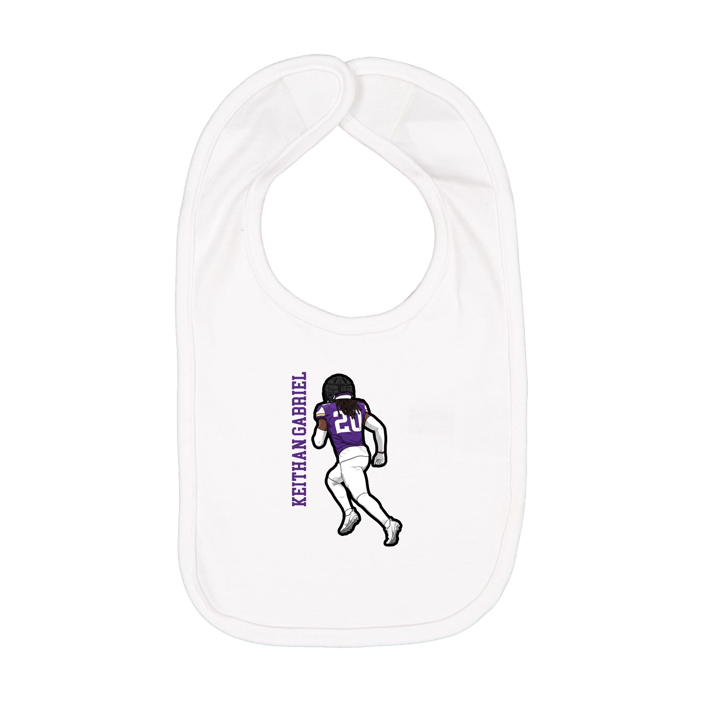Infant Bib — Name Vertical in White