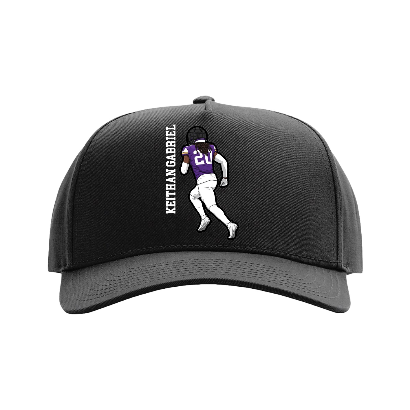 Full Fabric Five-Panel Champ Cap — Name Vertical in Black