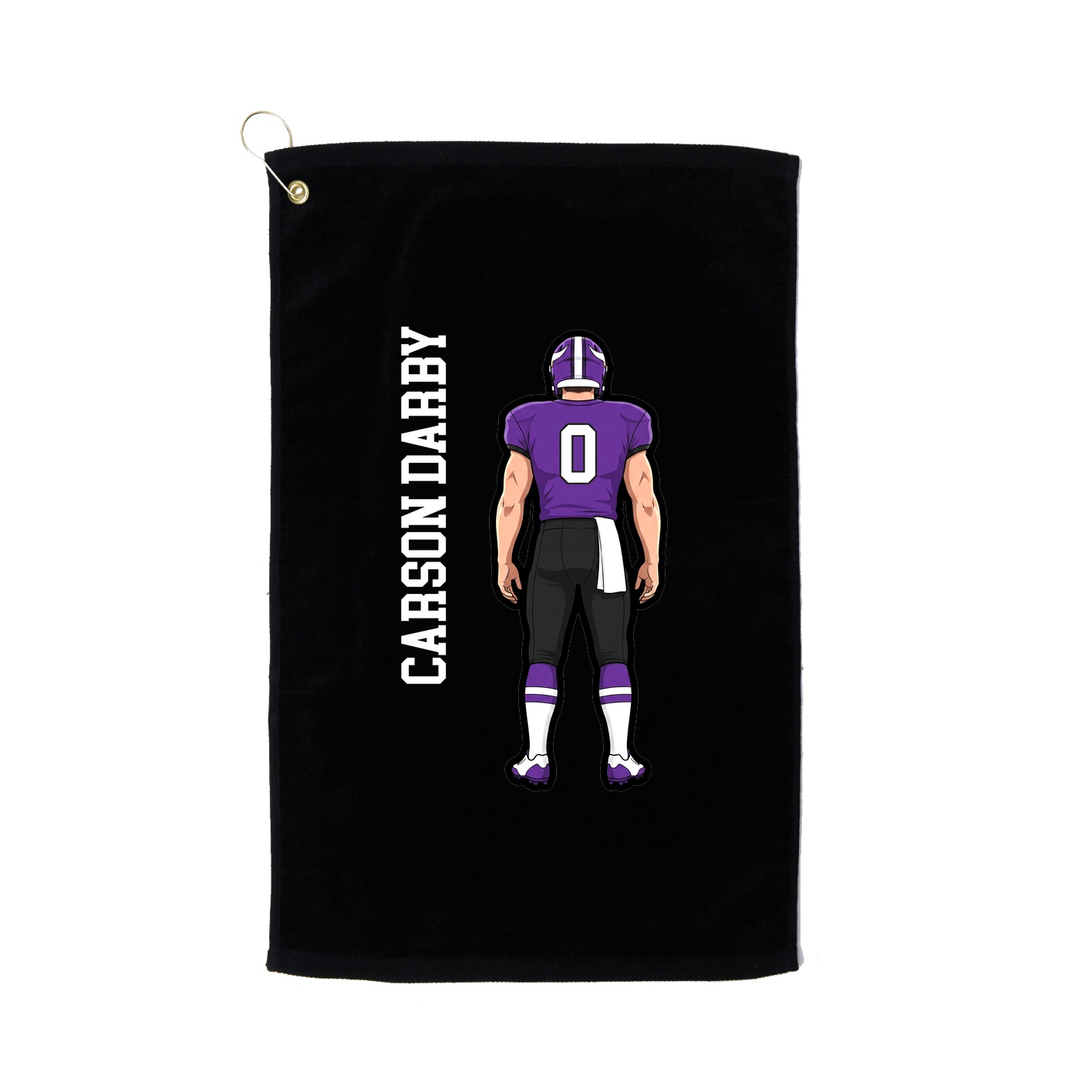 Golf Towel — Name Vertical in Black