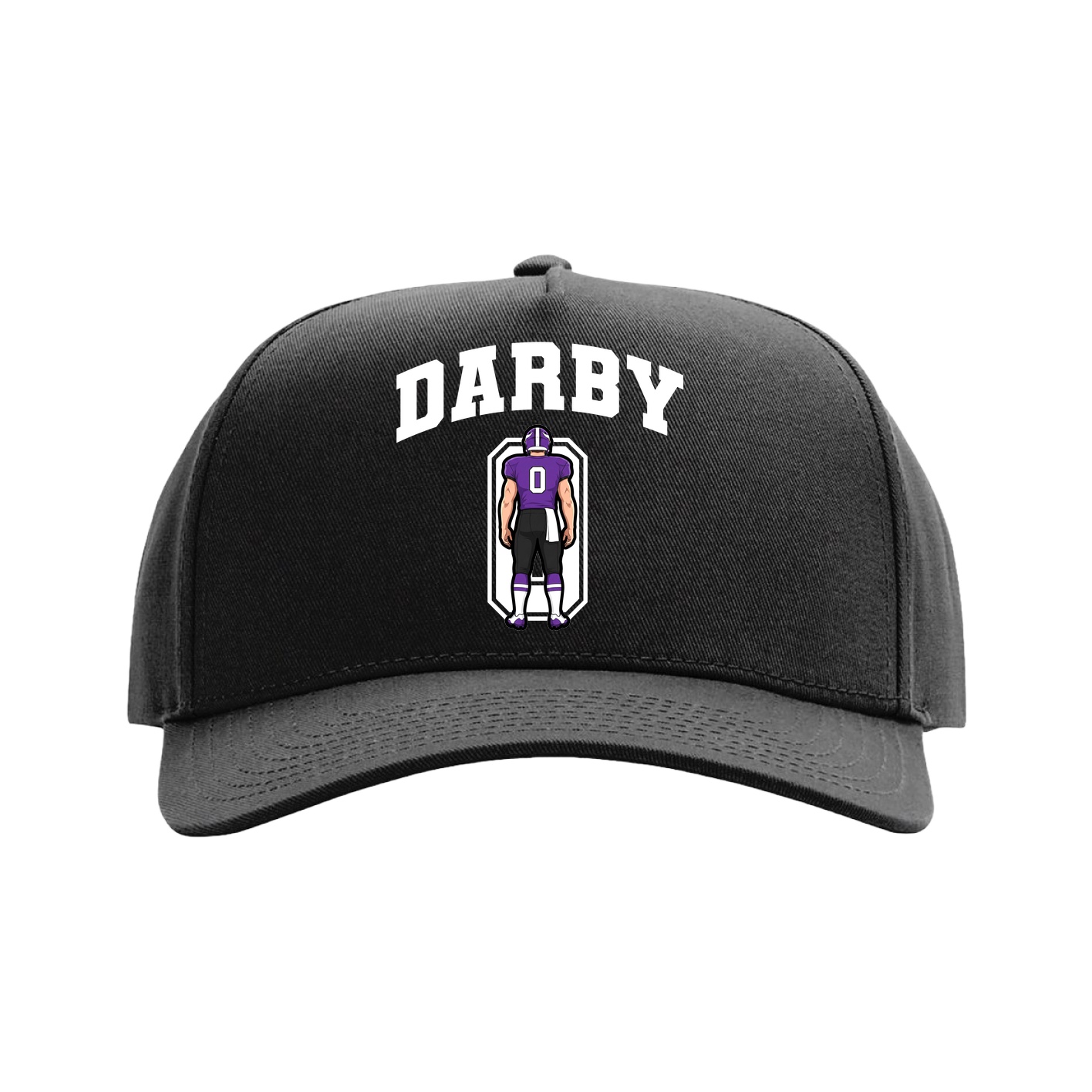 Full Fabric Five-Panel Champ Cap — Number in Black