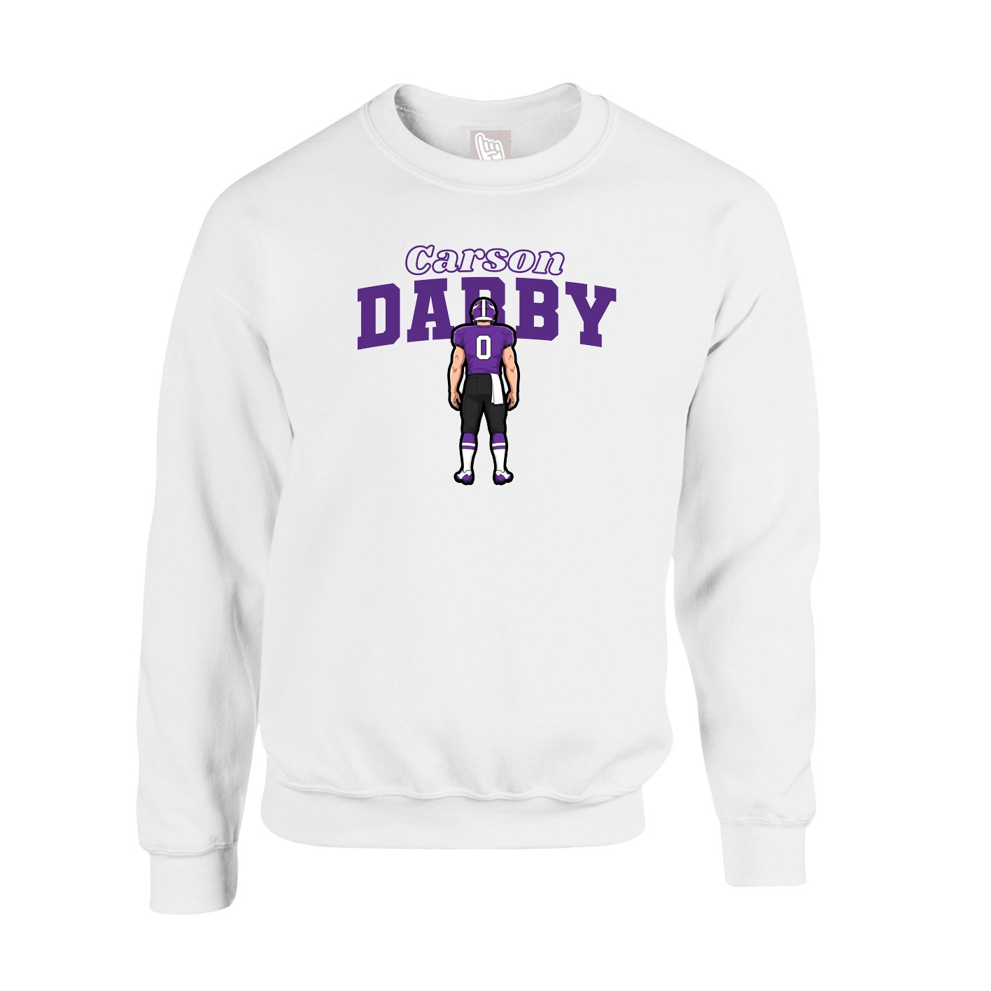 Fleece Crew — Name Arch in White