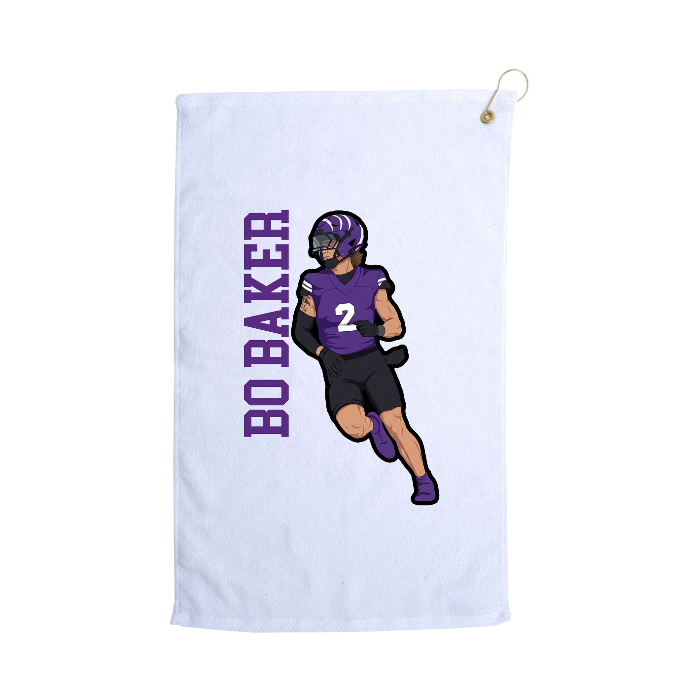 Golf Towel — Name Vertical in White