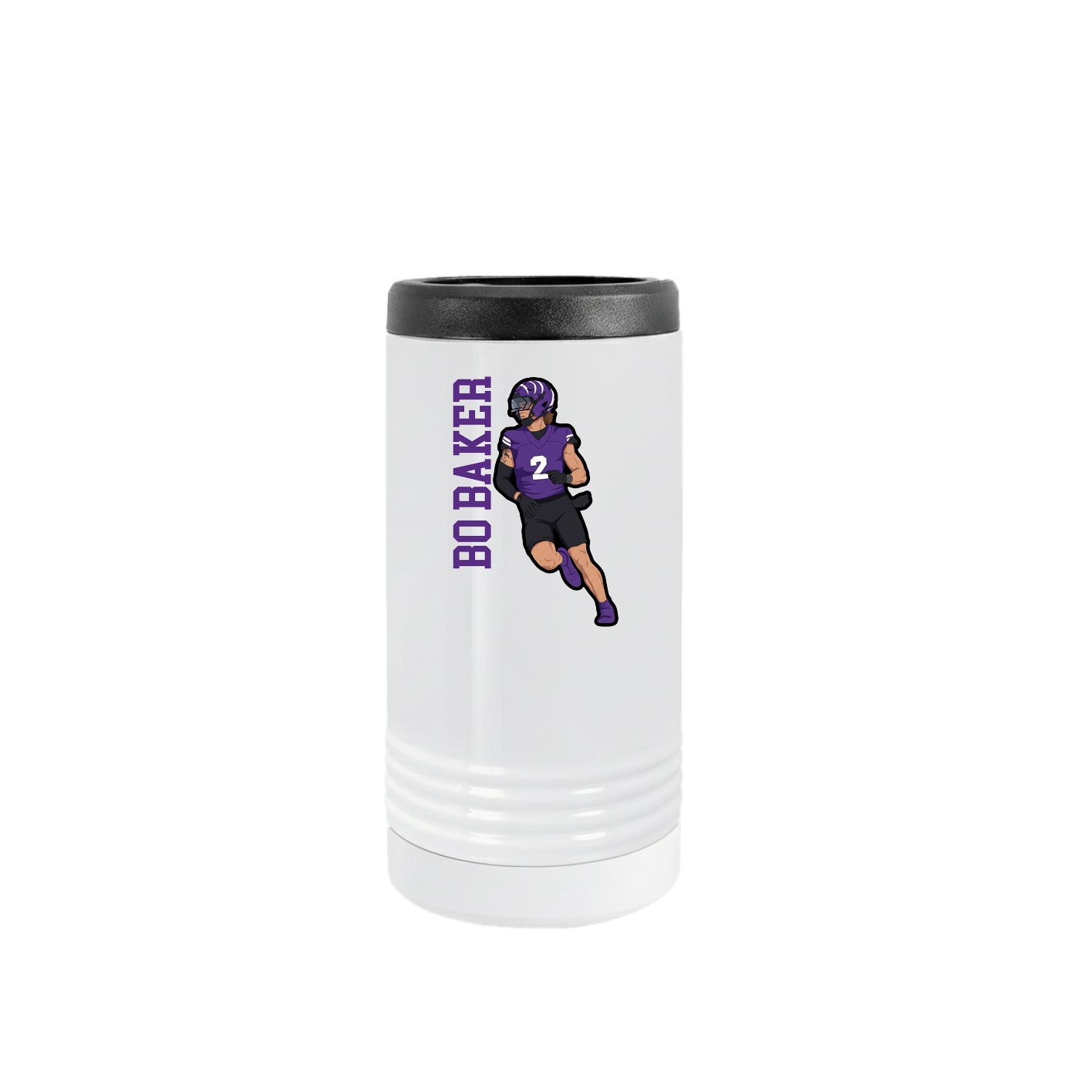 Slim Beverage Holder — Name Vertical in White