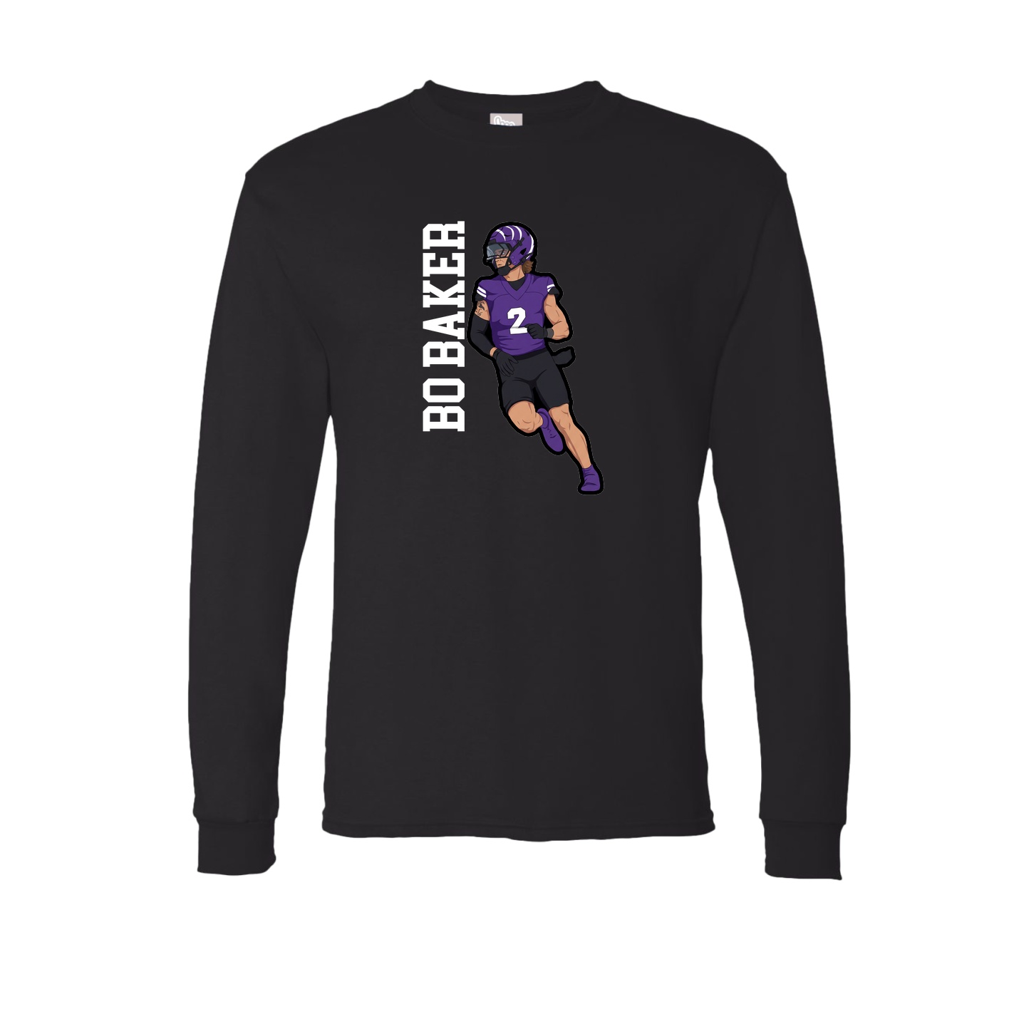 Long Sleeve Tee — Name Vertical in Black