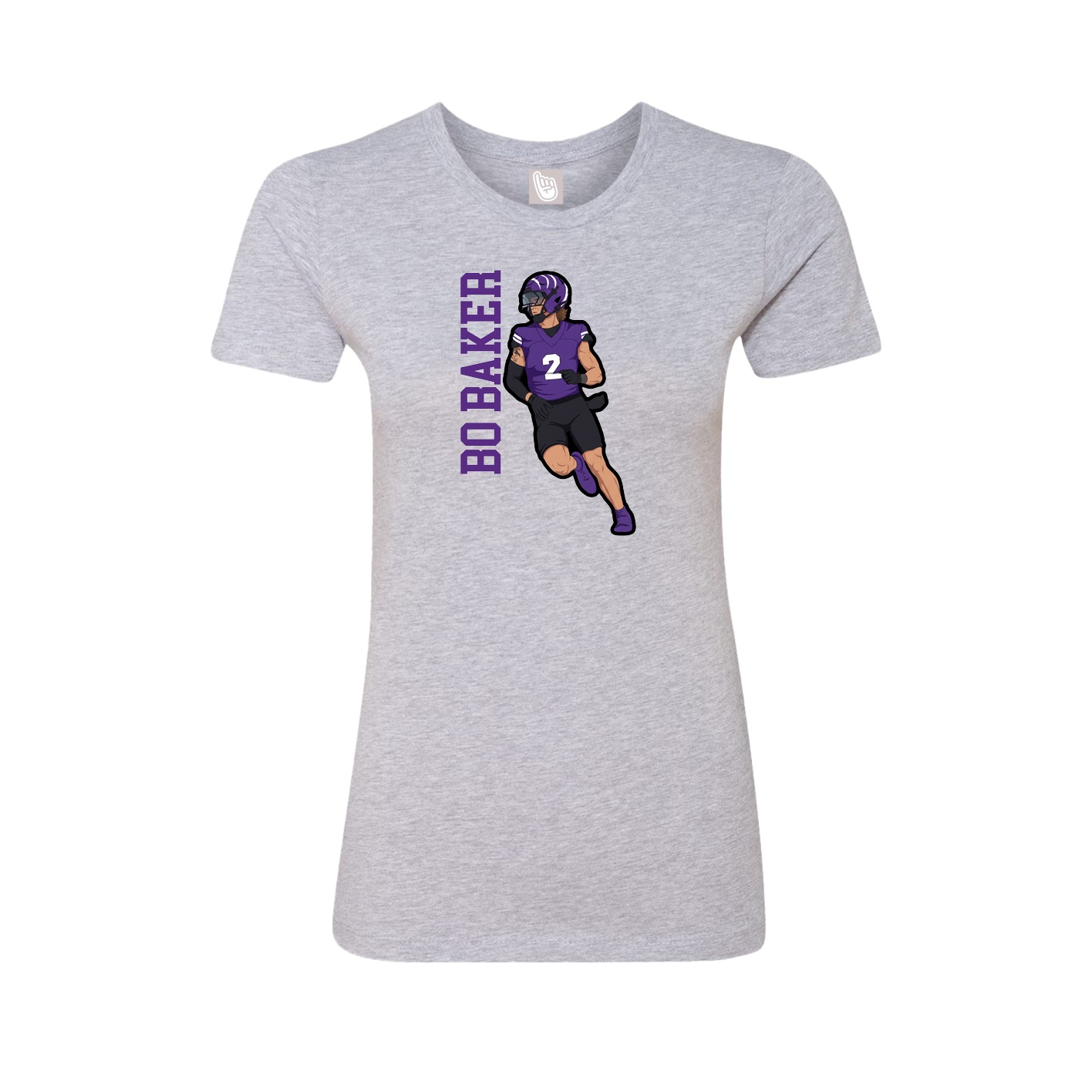 Fitted Women's Tee — Name Vertical in Grey