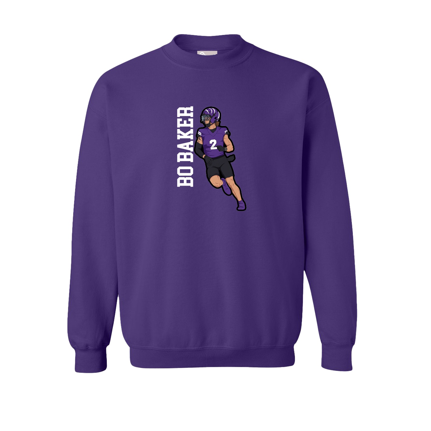Fleece Crew — Name Vertical in Purple