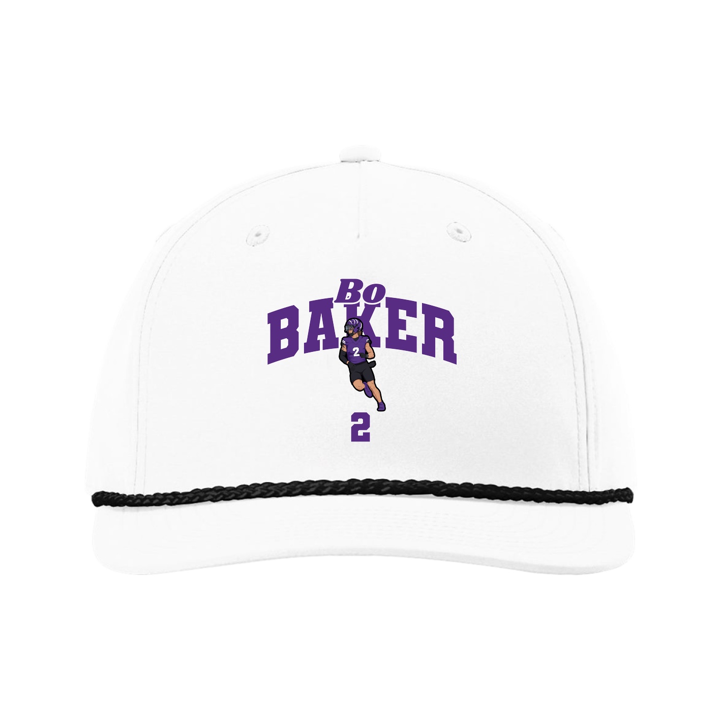 Five-Panel Classic Rope Cap — Signature Arch in White