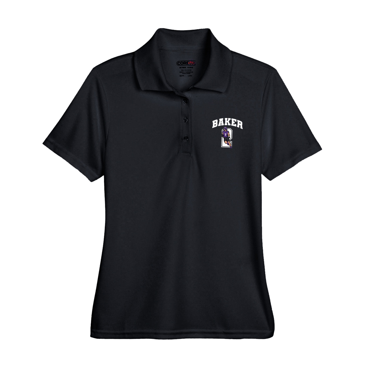 Womens Performance Polo — Number in Black