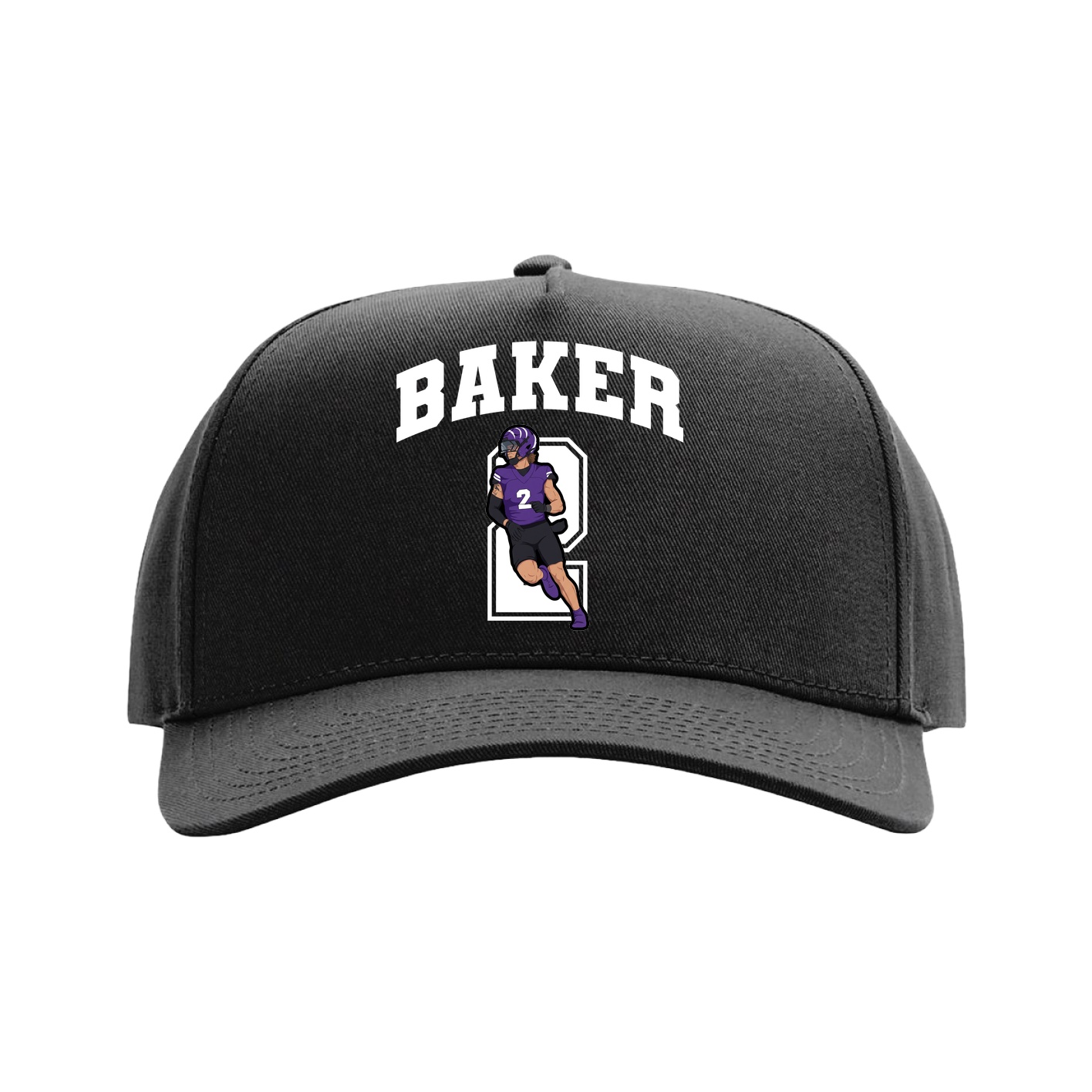 Full Fabric Five-Panel Champ Cap — Number in Black