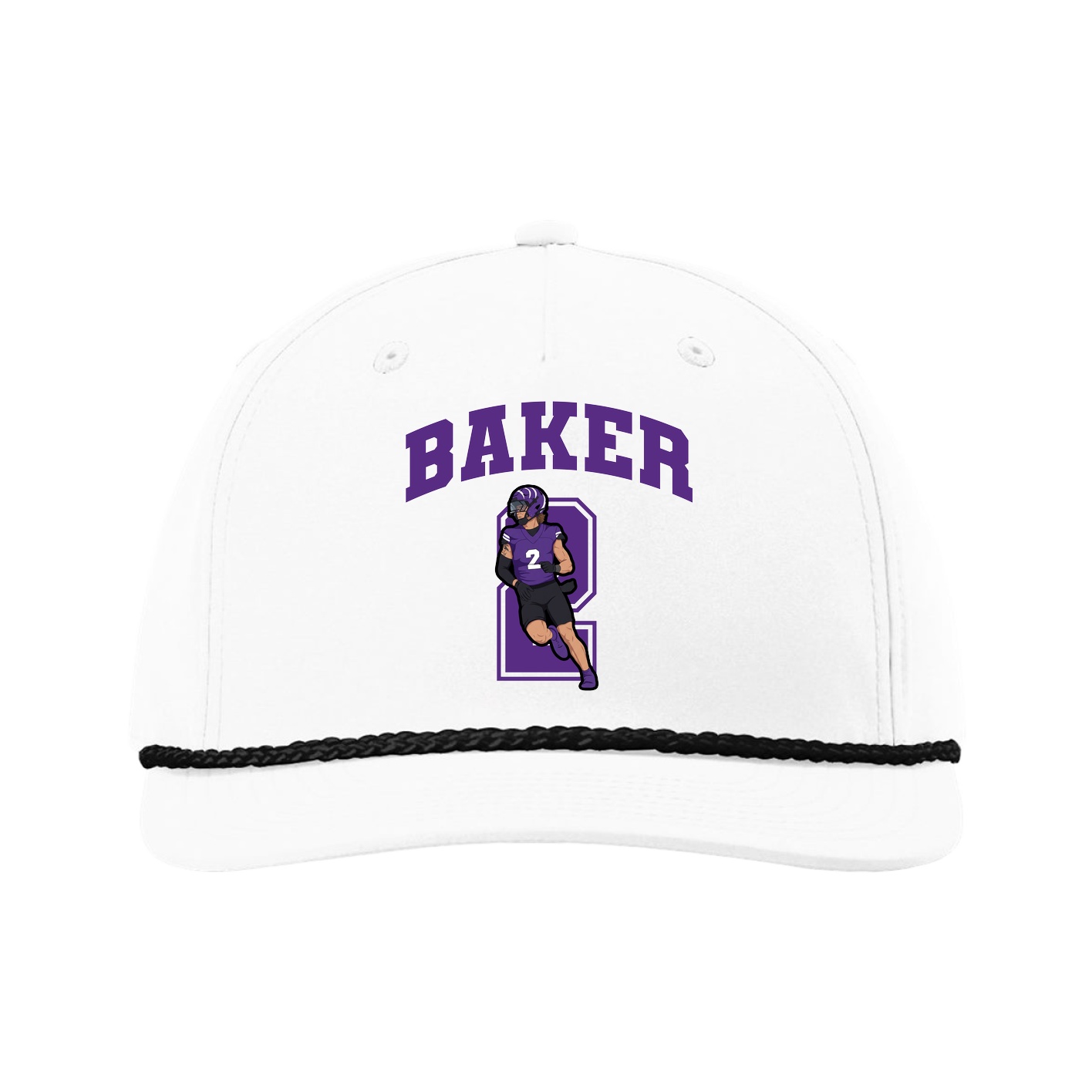 Five-Panel Classic Rope Cap — Number in White