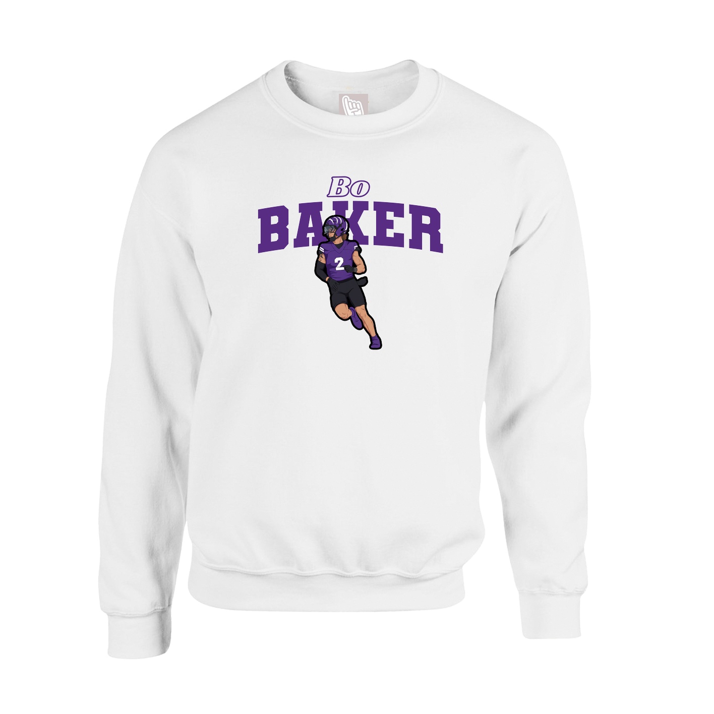 Fleece Crew — Name Arch in White
