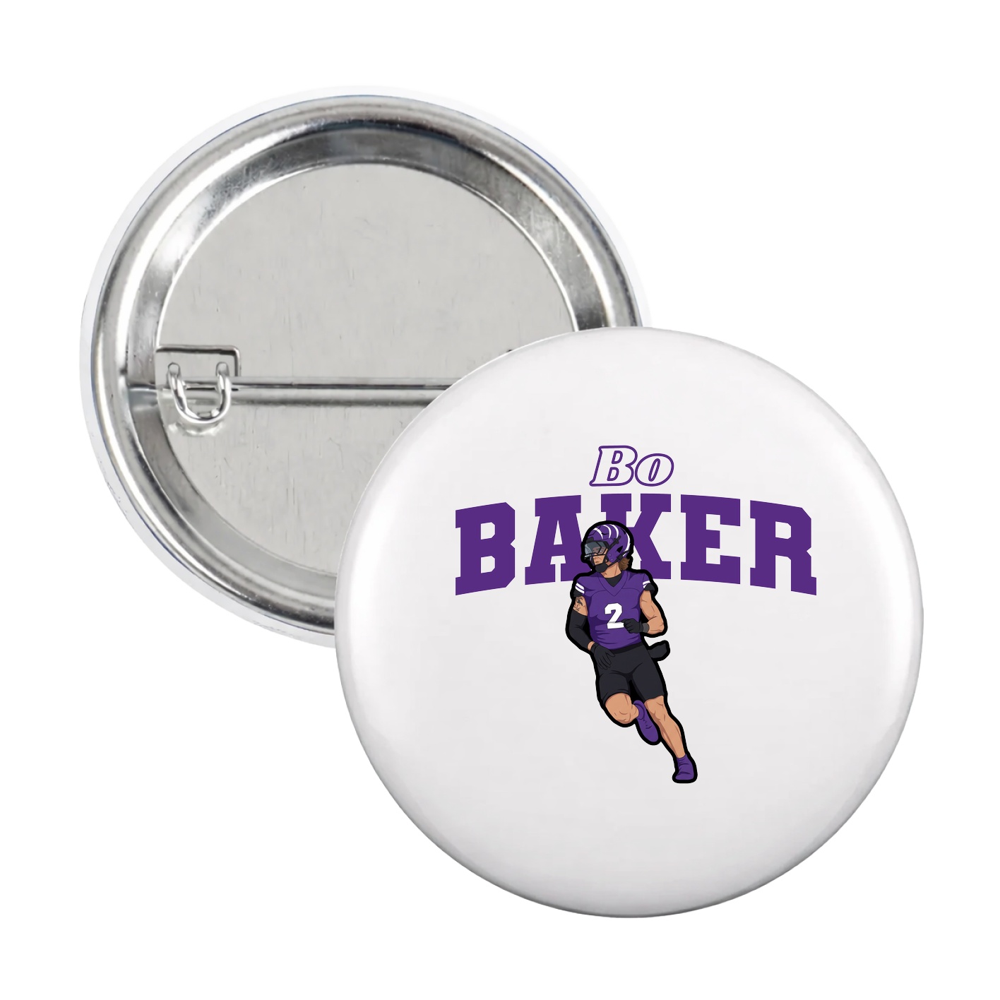Game Day Button — Name Arch in White
