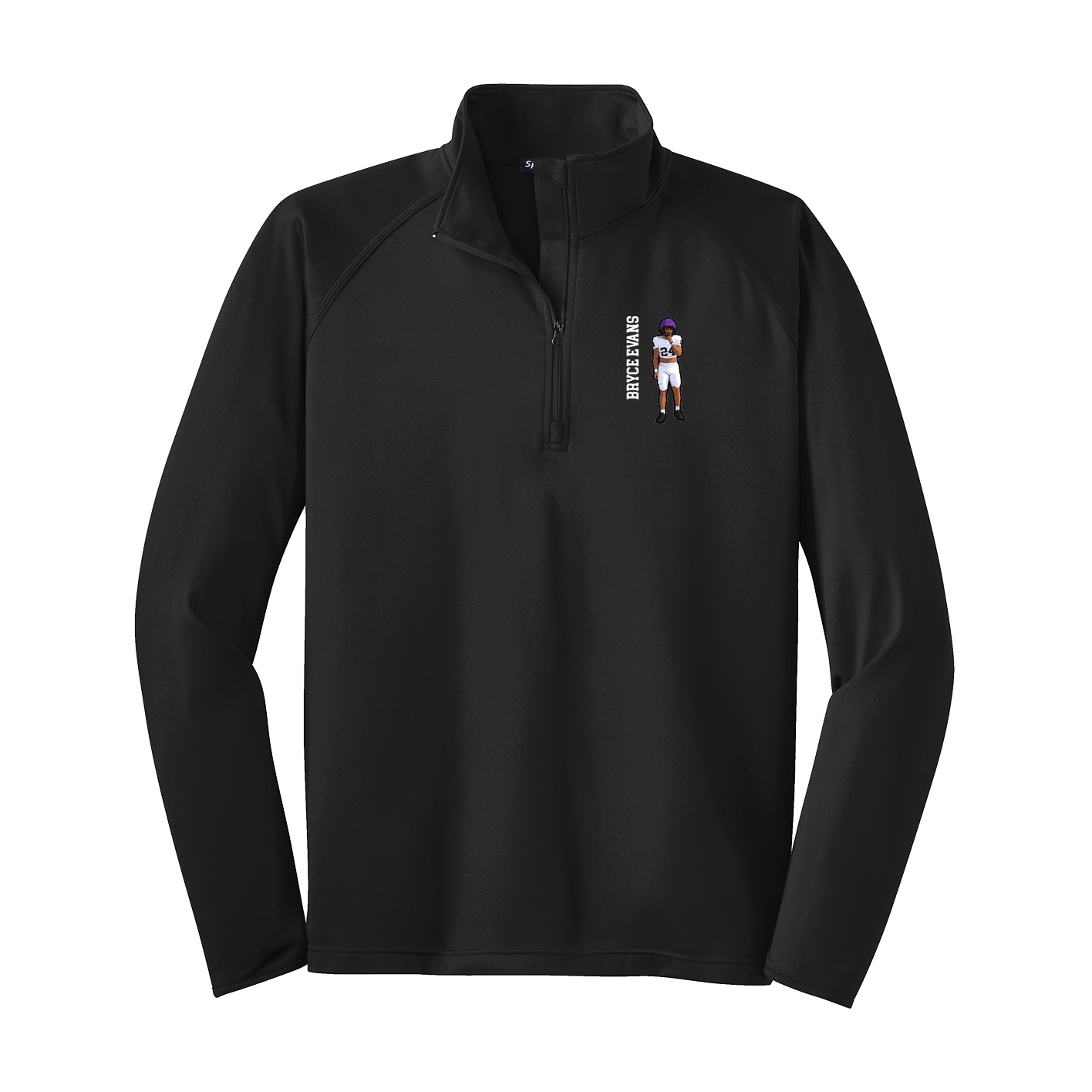 Q-Zip Pullover — Name Vertical in Black