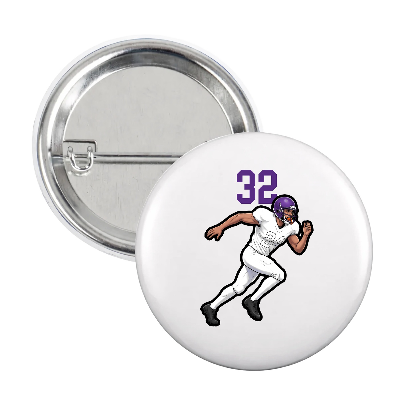 Game Day Button — Number Top in White