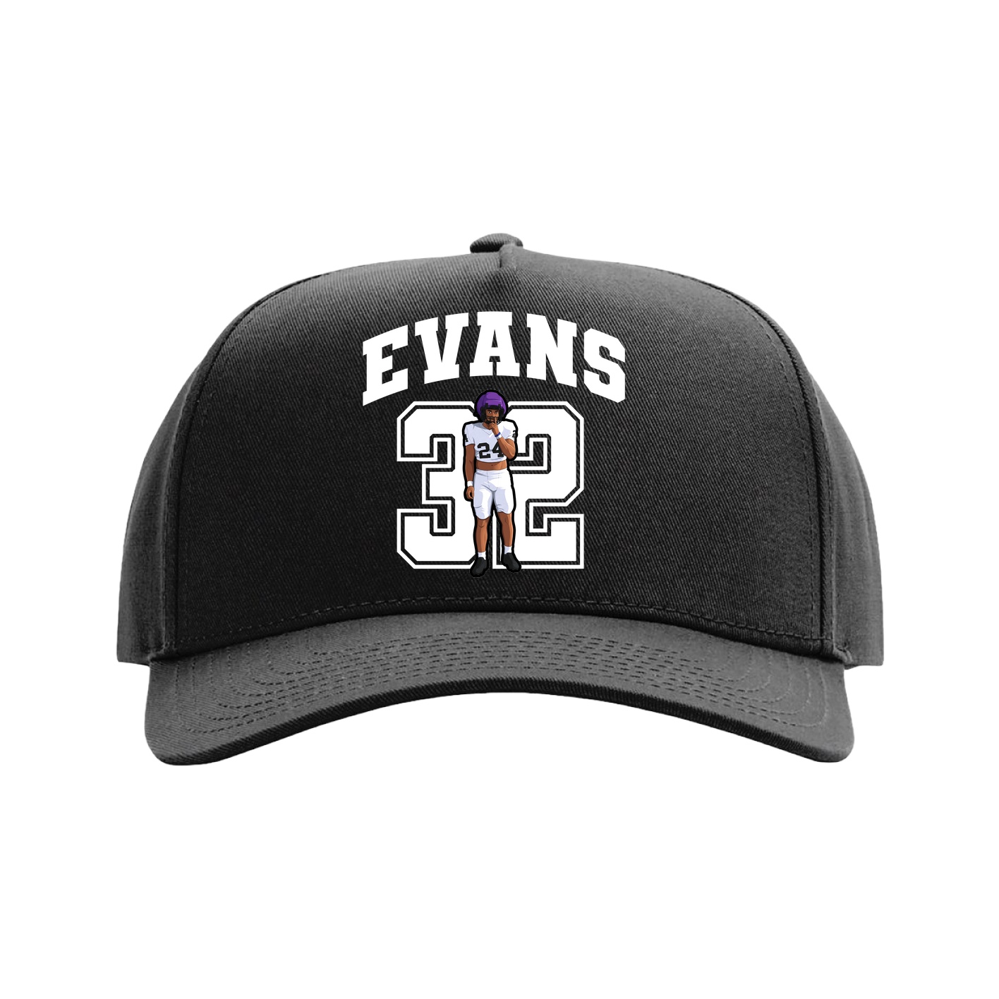 Full Fabric Five-Panel Champ Cap — Number in Black