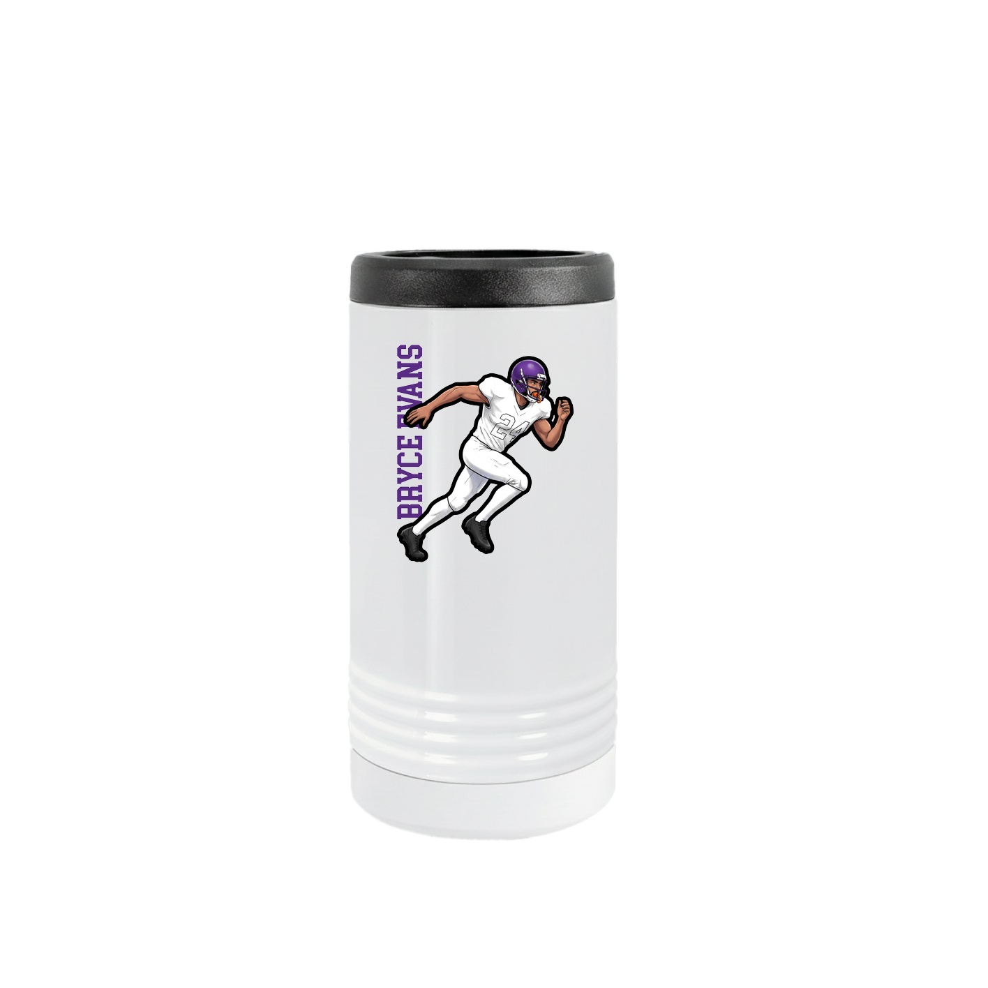 Slim Beverage Holder — Name Vertical in White