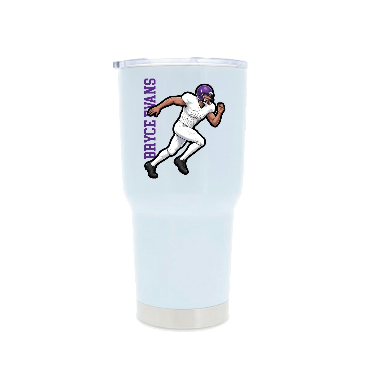 30oz Stainless Steel Tumbler — Name Vertical in White