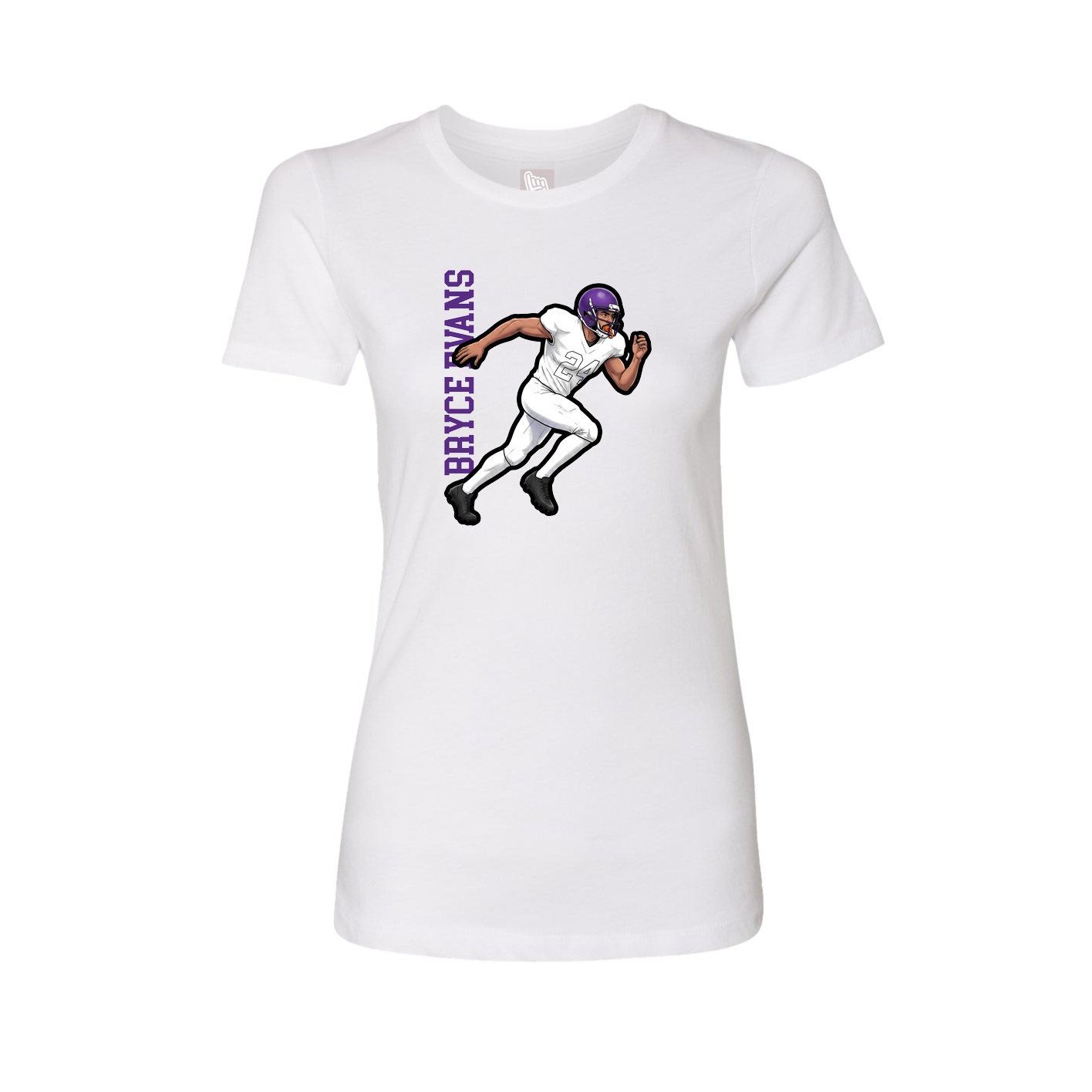 Fitted Women's Tee — Name Vertical in White