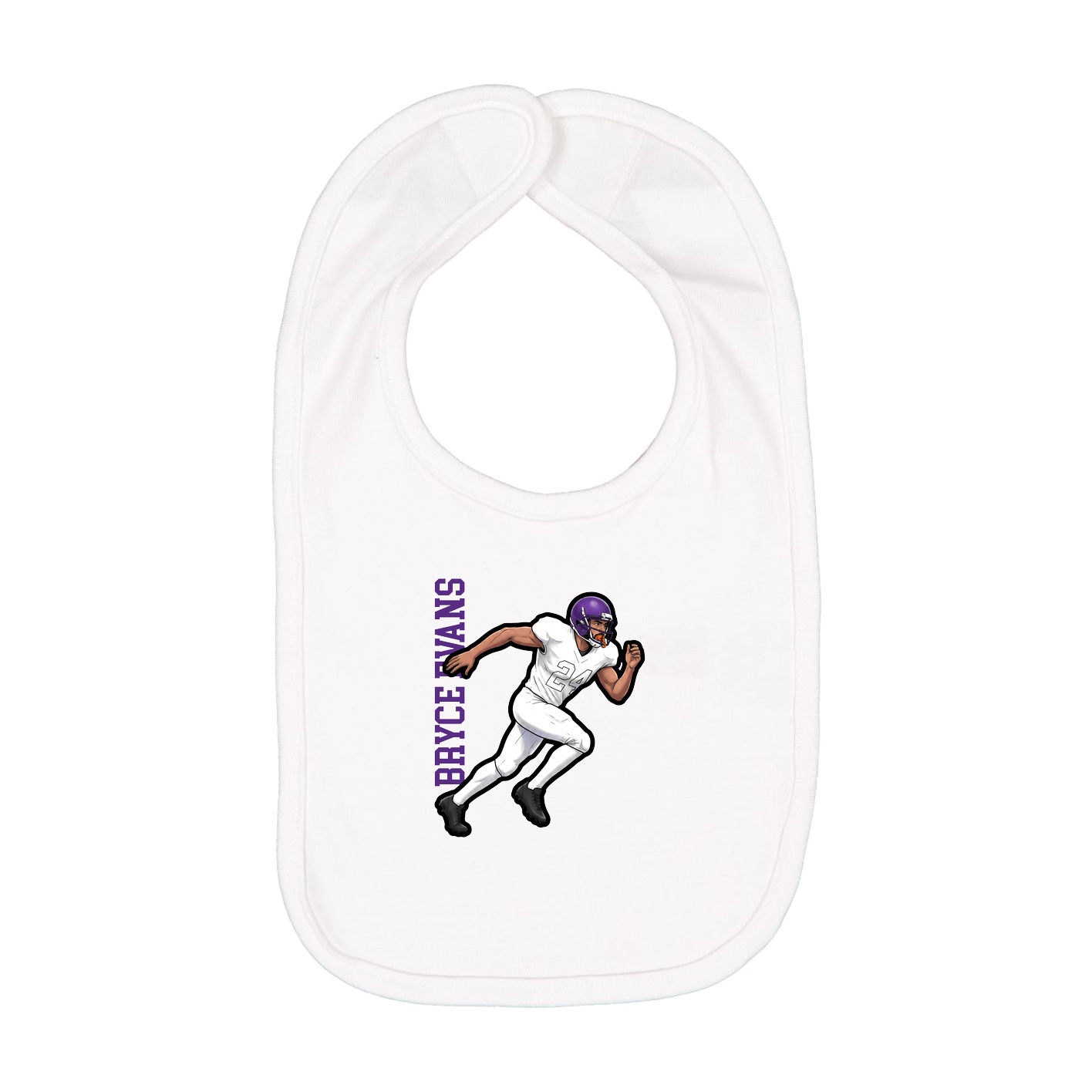 Infant Bib — Name Vertical in White
