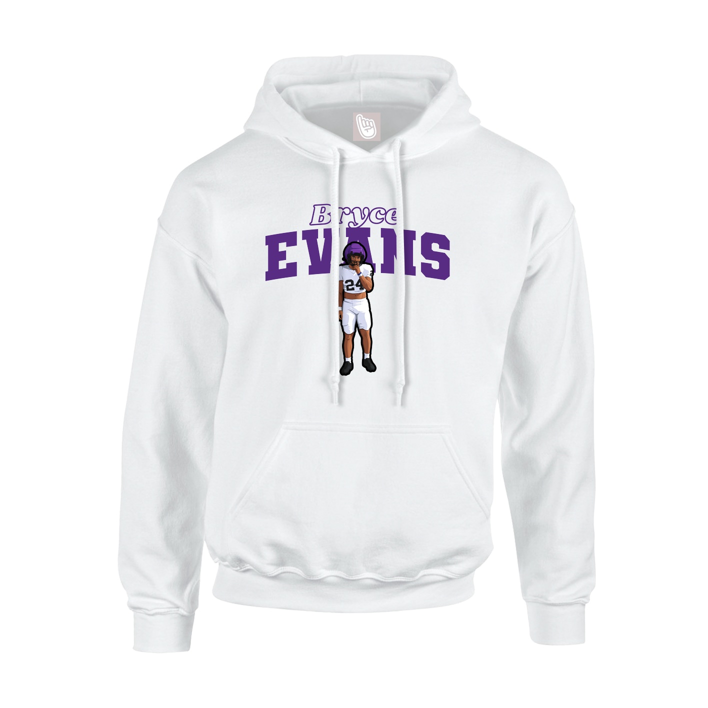 Youth Hoodie — Name Arch in White