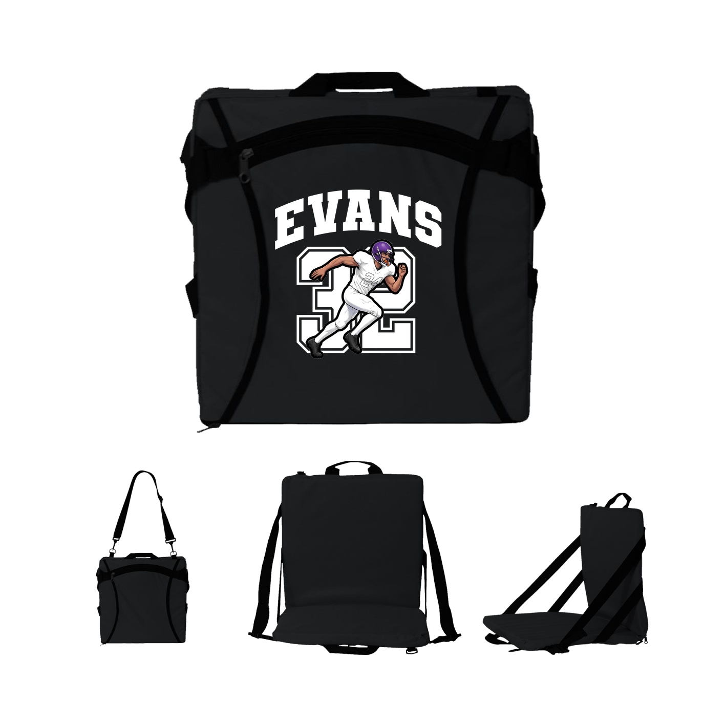 Folding Stadium Seat — Number in Black