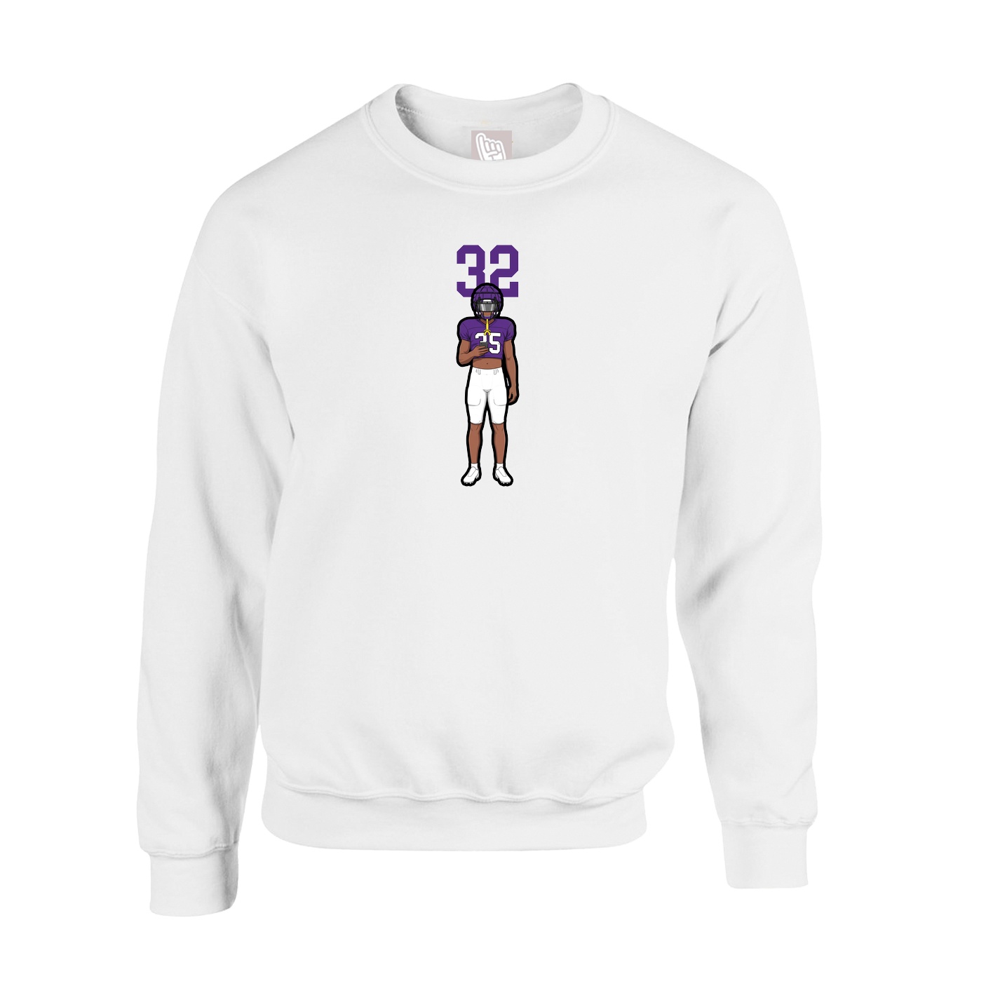 Fleece Crew — Number Top in White