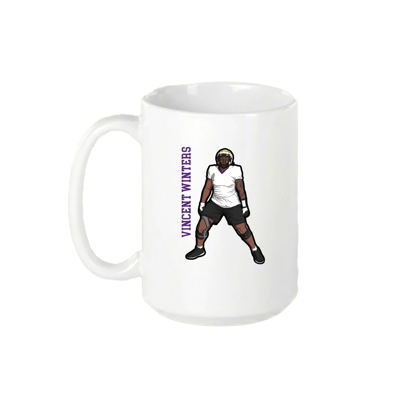 15oz Coffee Mug — Name Vertical in White