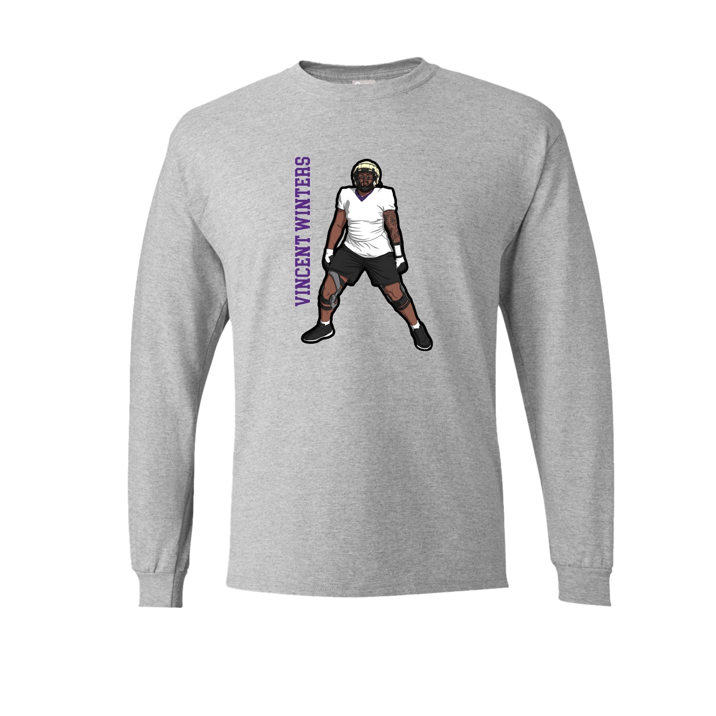 Long Sleeve Tee — Name Vertical in Grey