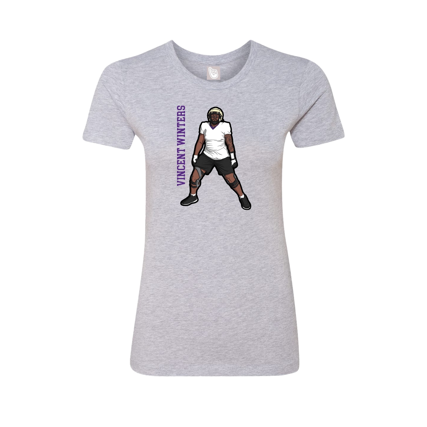Fitted Women's Tee — Name Vertical in Grey