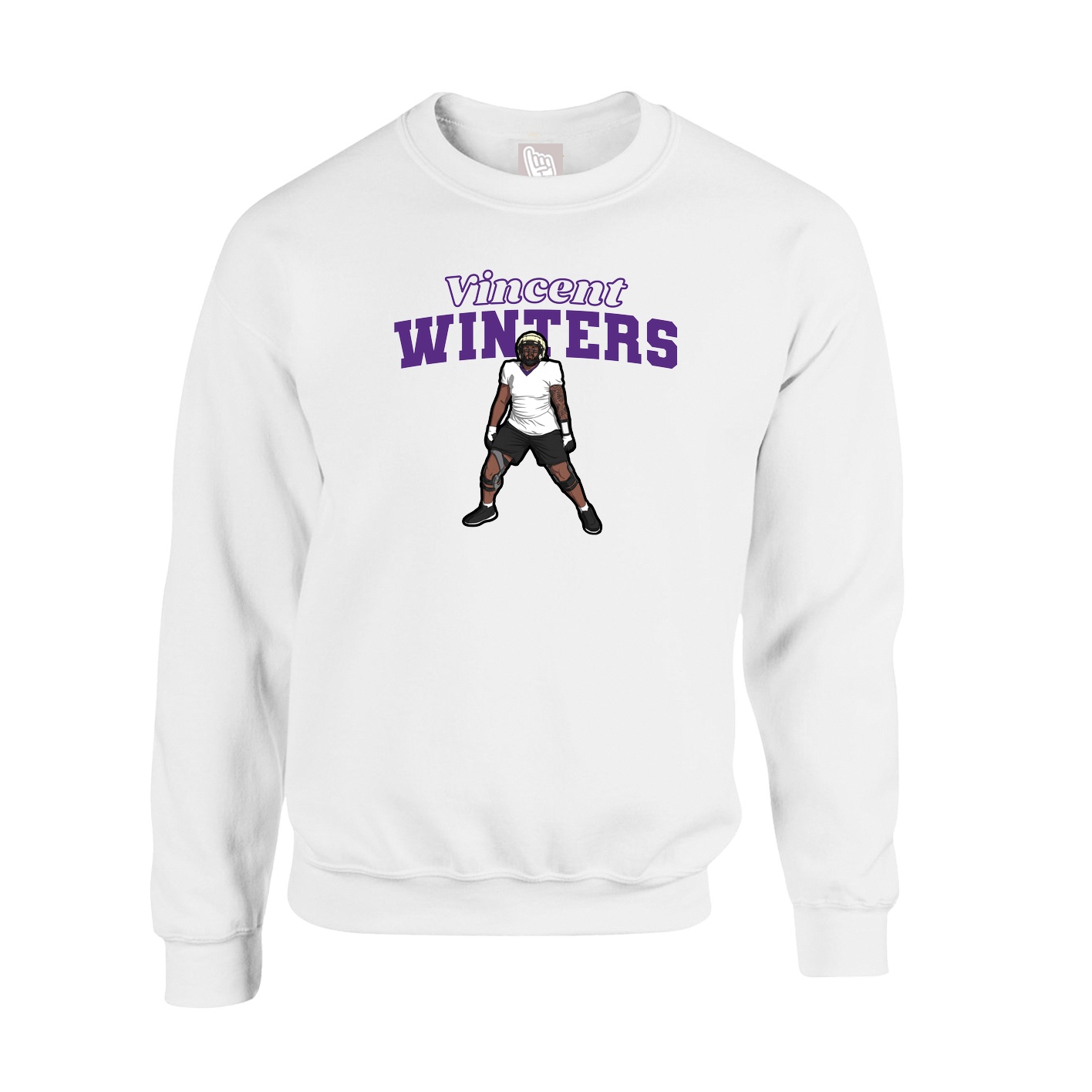 Fleece Crew — Name Arch in White