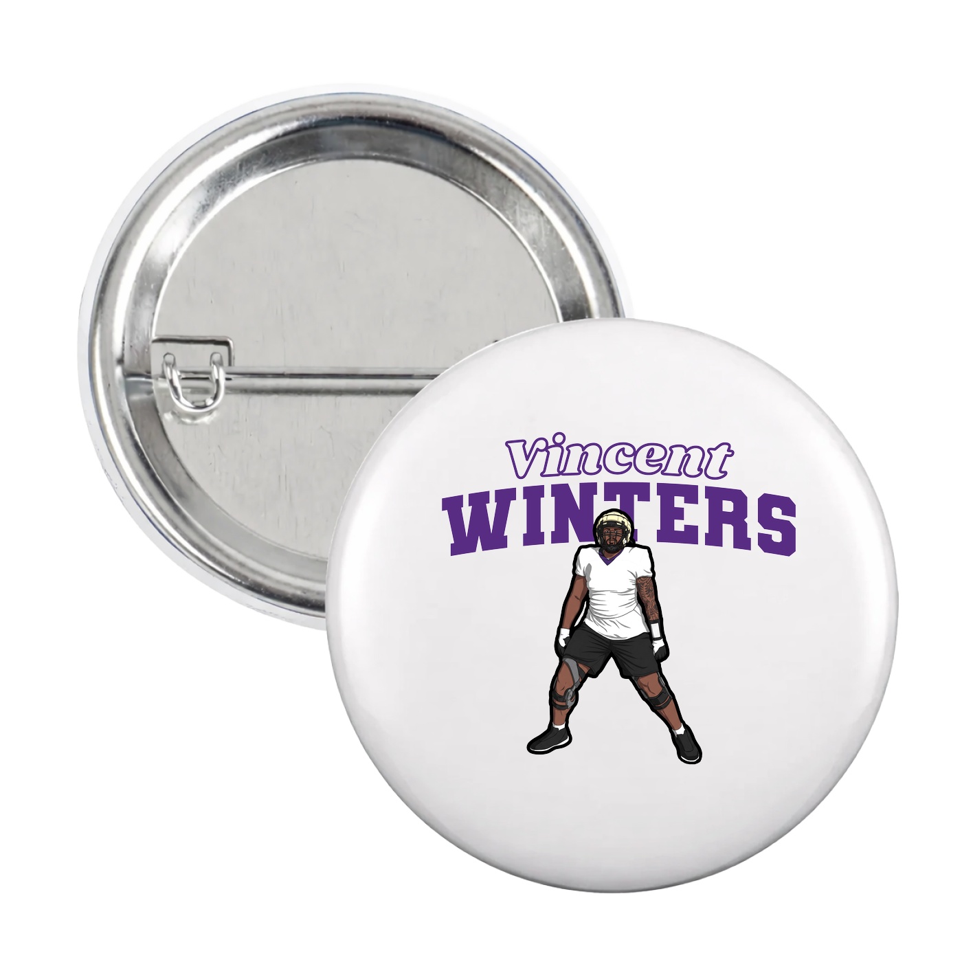 Game Day Button — Name Arch in White