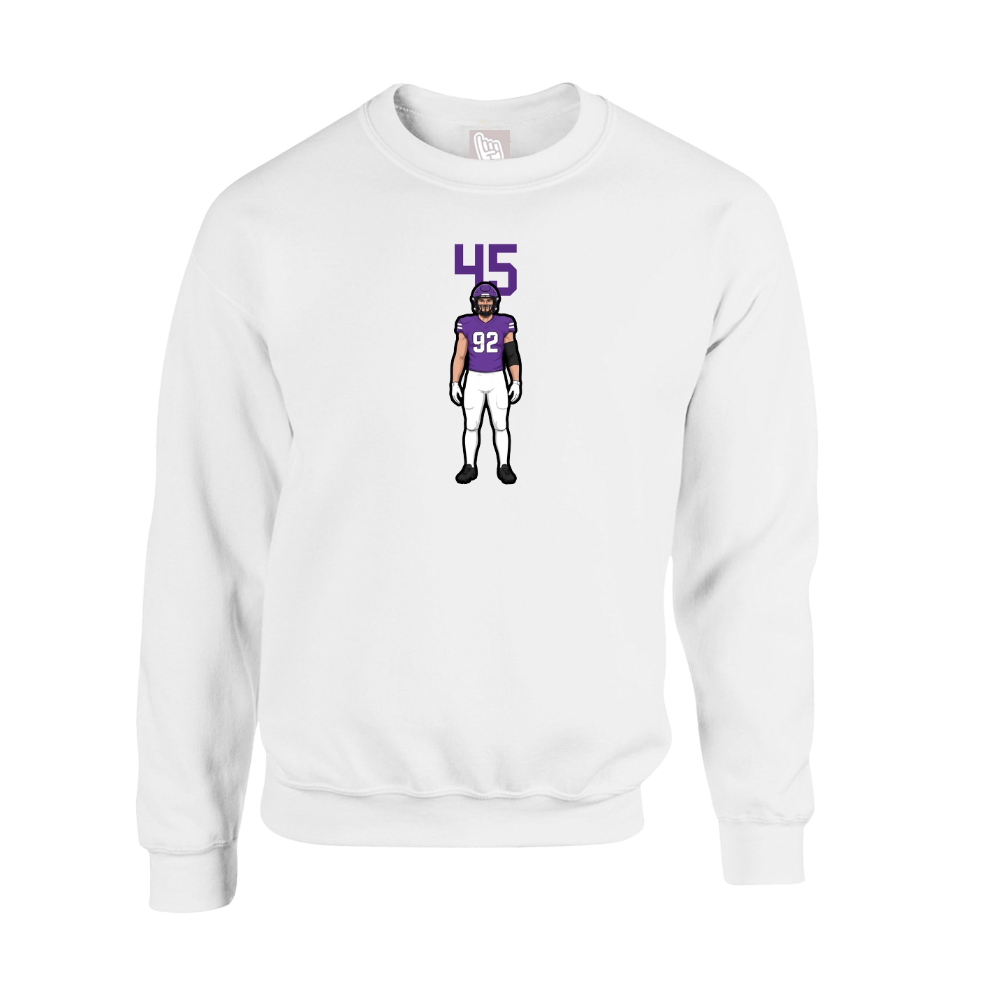 Fleece Crew — Number Top in White