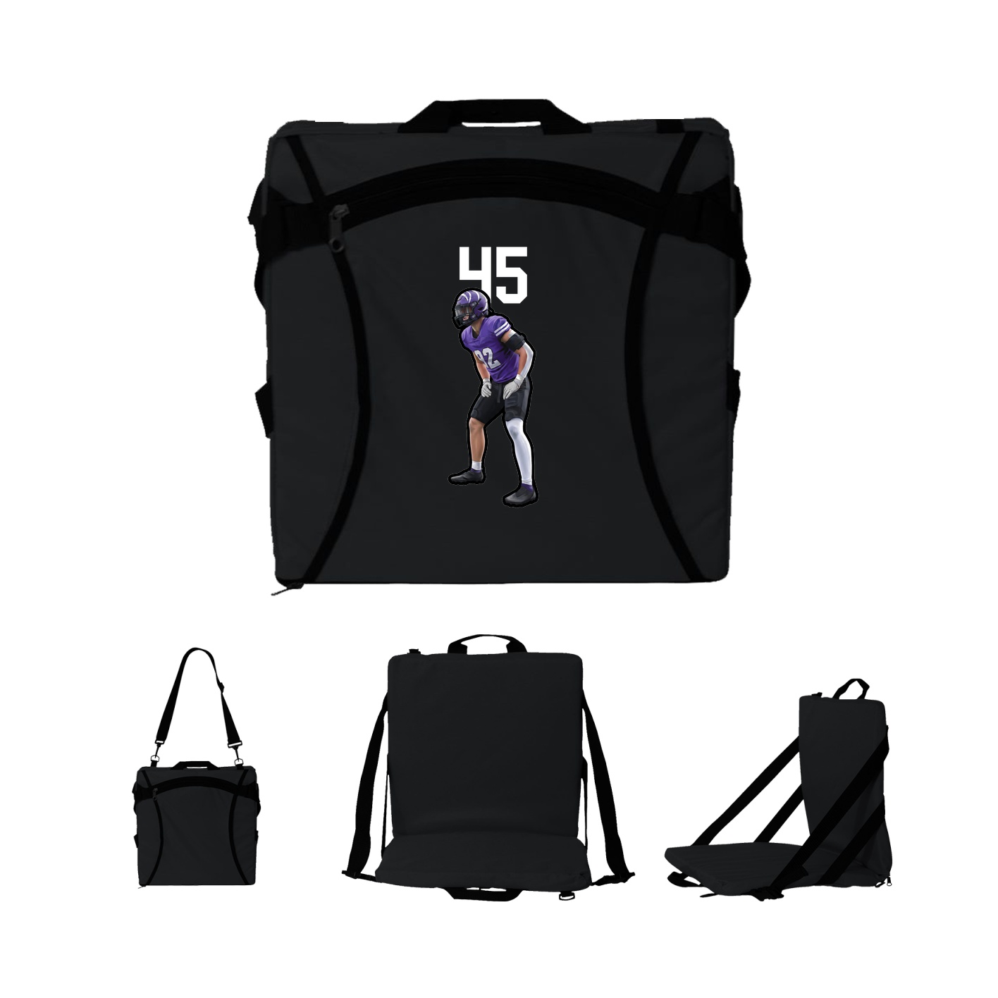 Folding Stadium Seat — Number Top in Black