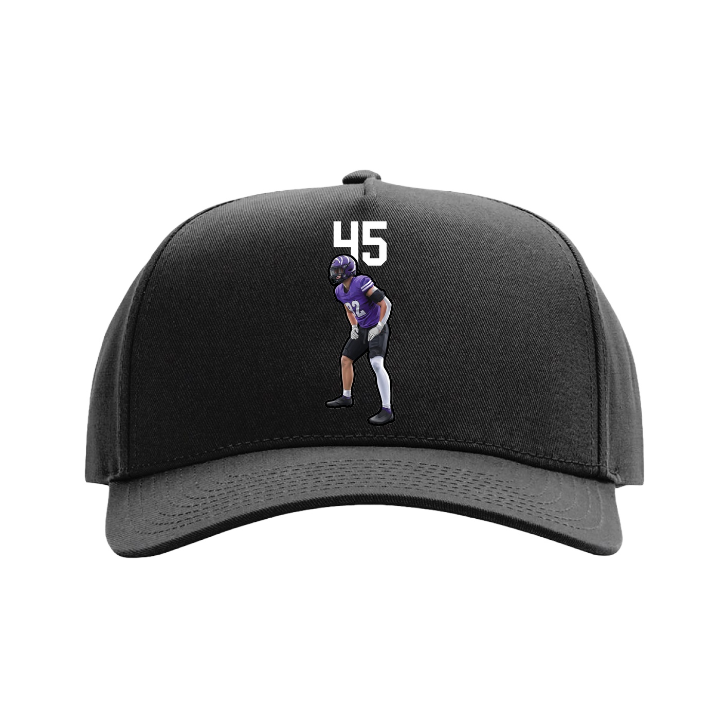 Full Fabric Five-Panel Champ Cap — Number Top in Black