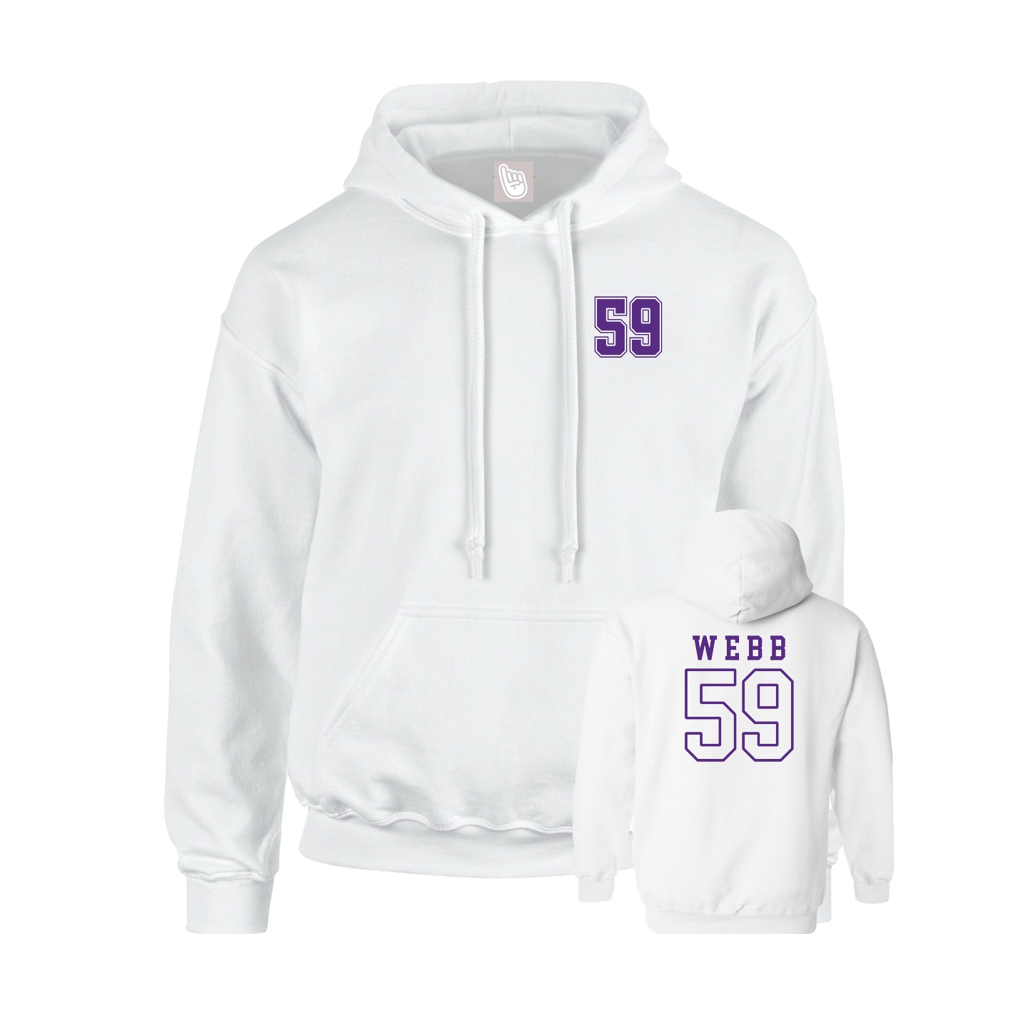 Youth Hoodie — Chest Back in White