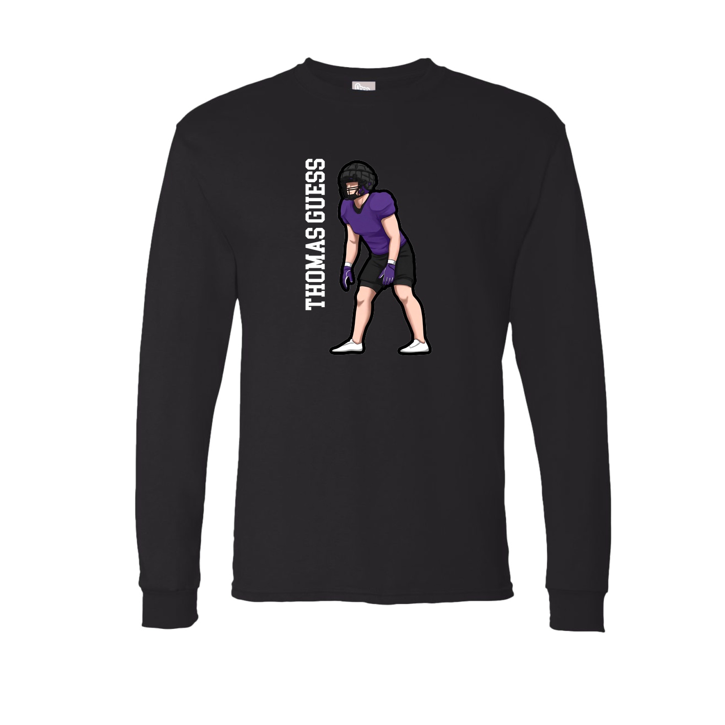 Long Sleeve Tee — Name Vertical in Black