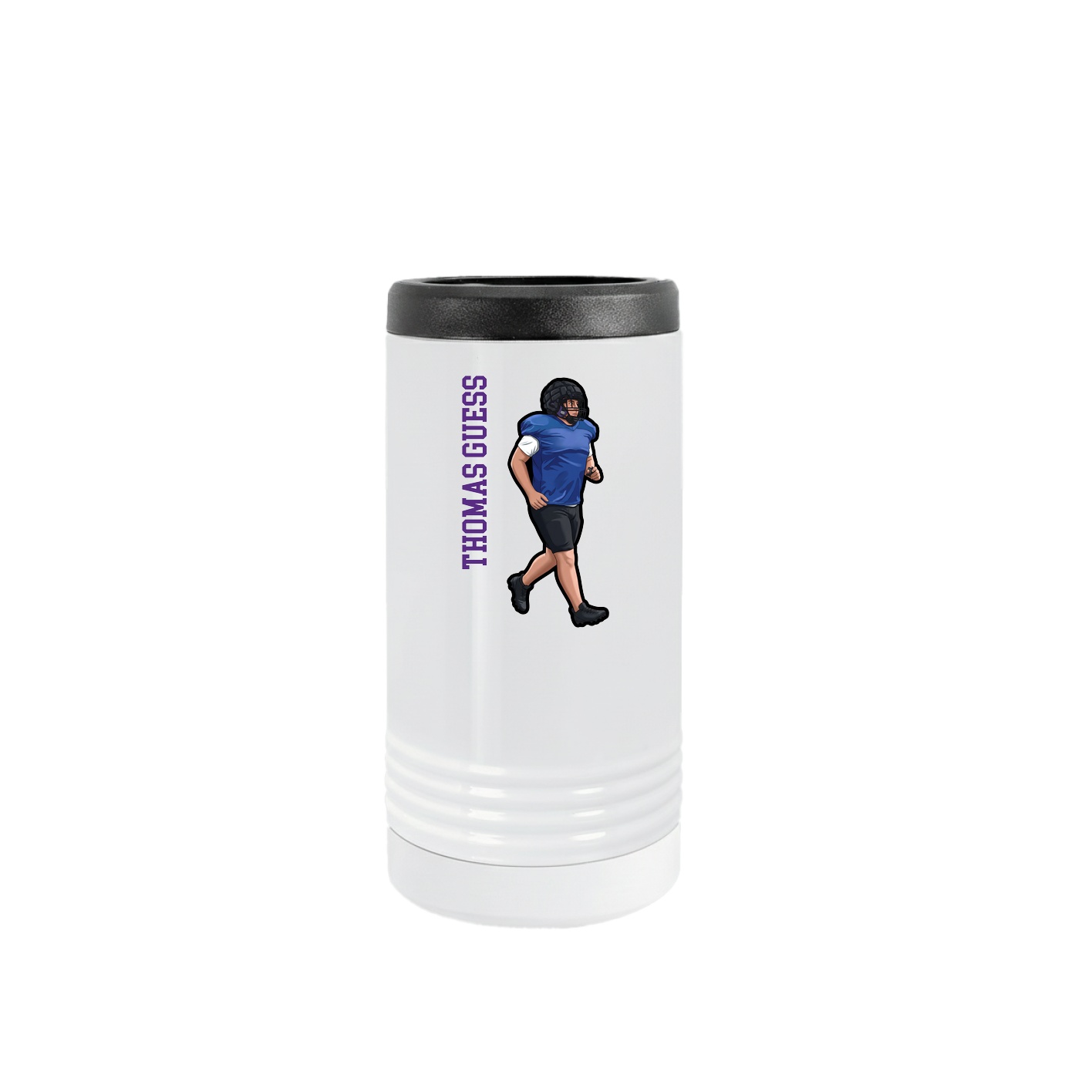 Slim Beverage Holder — Name Vertical in White
