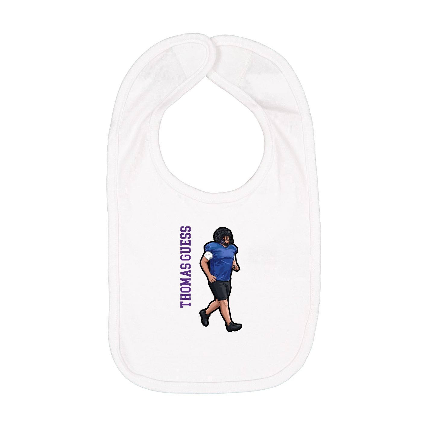 Infant Bib — Name Vertical in White