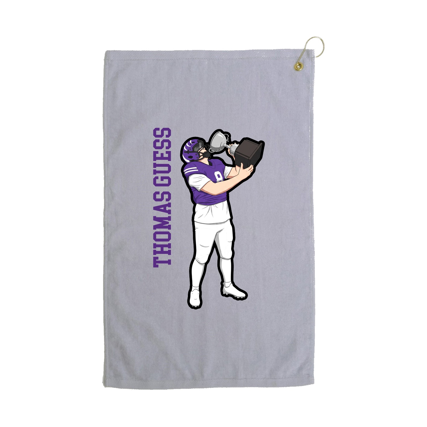 Golf Towel — Name Vertical in Grey