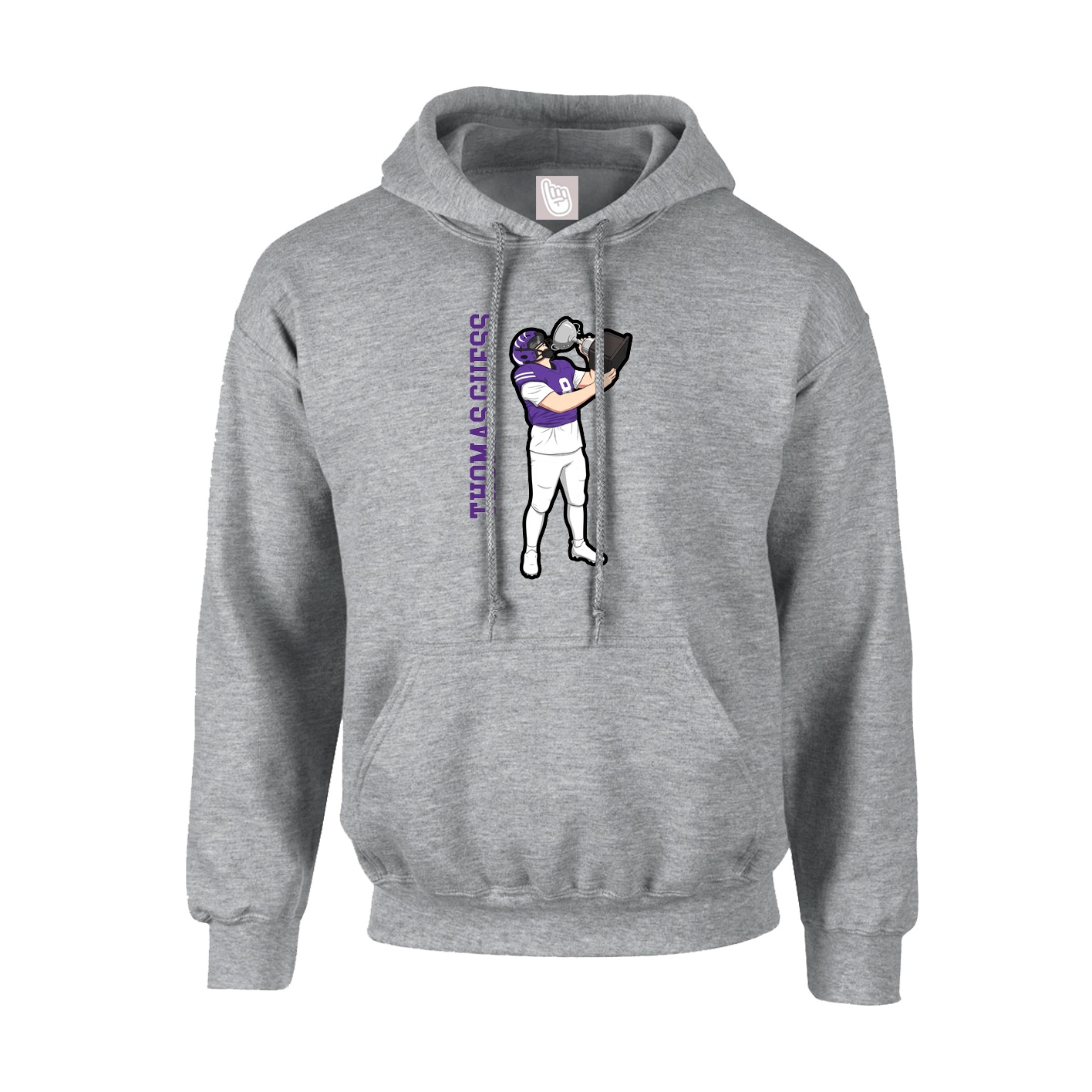 Youth Hoodie — Name Vertical in Grey