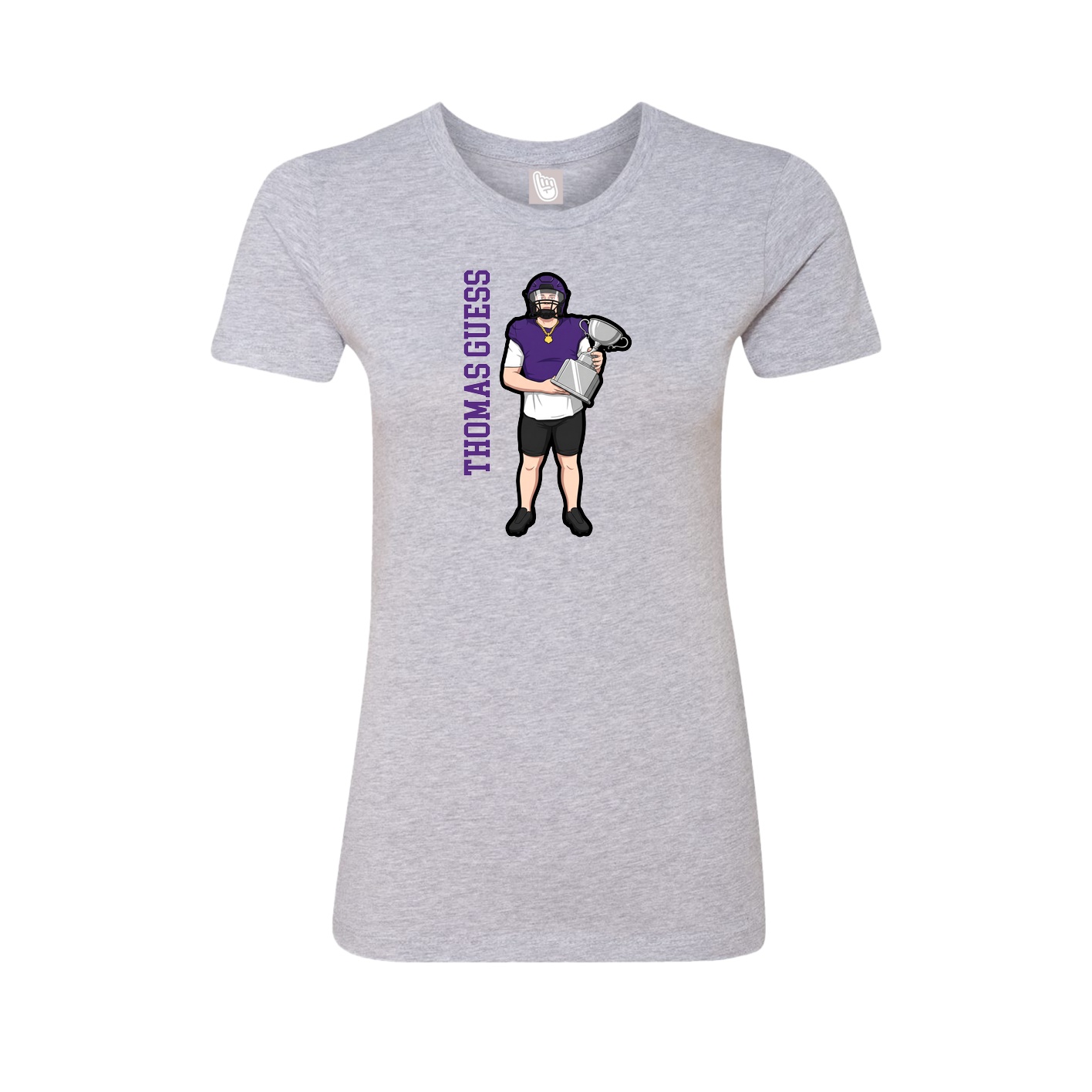 Fitted Women's Tee — Name Vertical in Grey