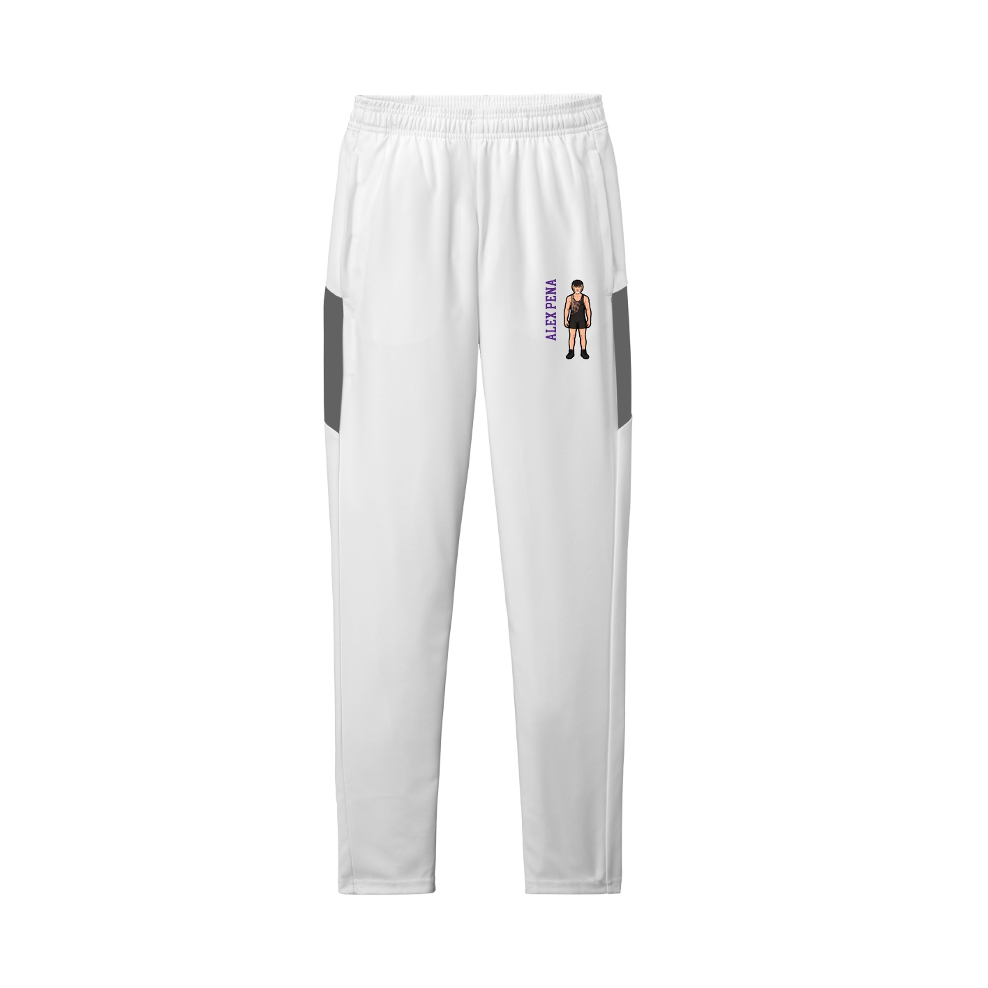 Team Travel Pant — Name Vertical in White/Grey
