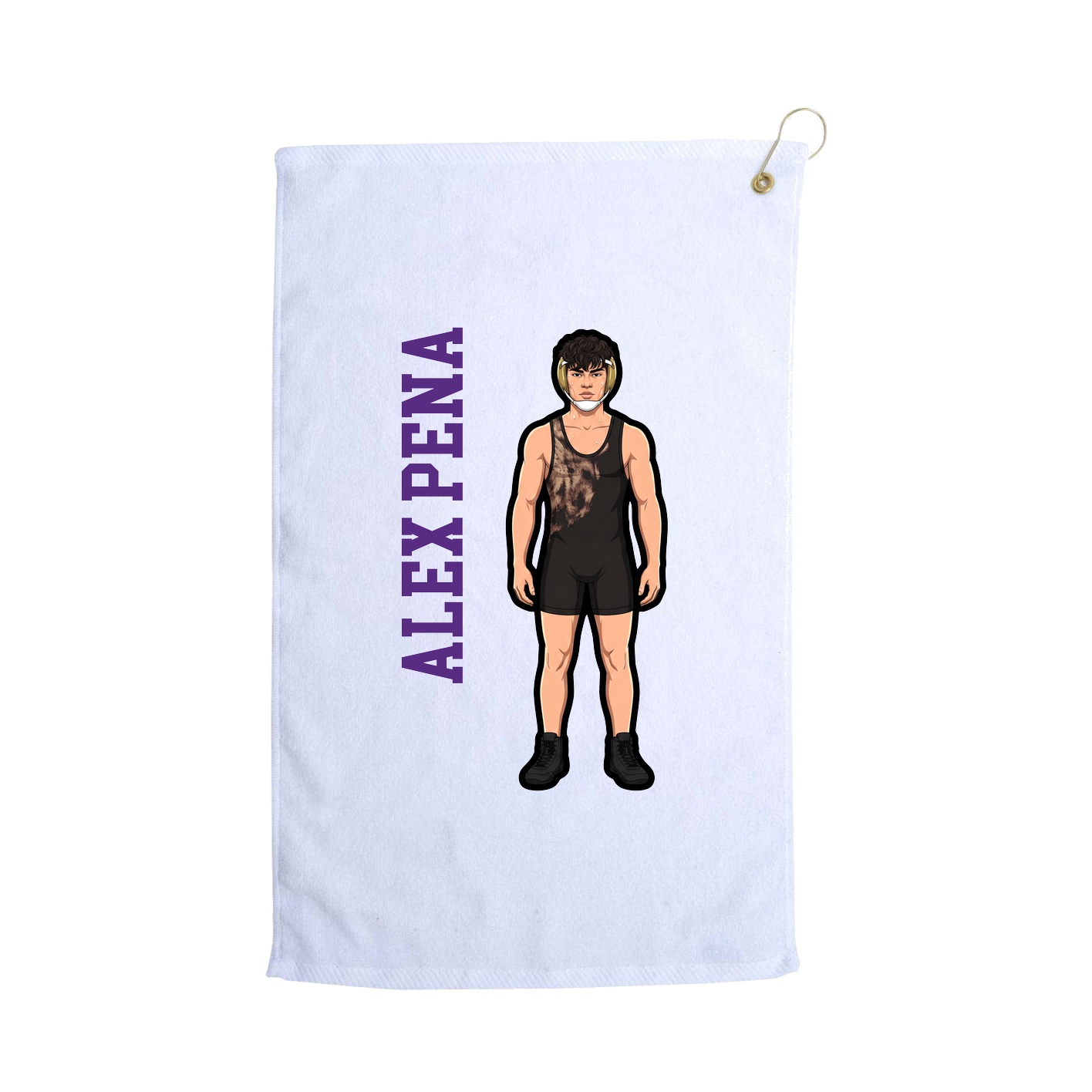 Golf Towel — Name Vertical in White