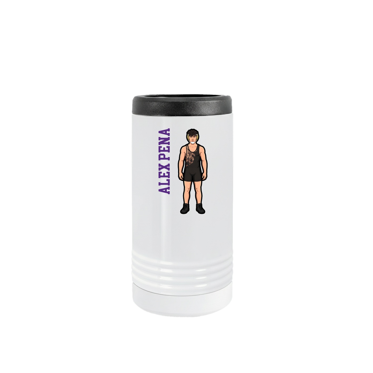 Slim Beverage Holder — Name Vertical in White