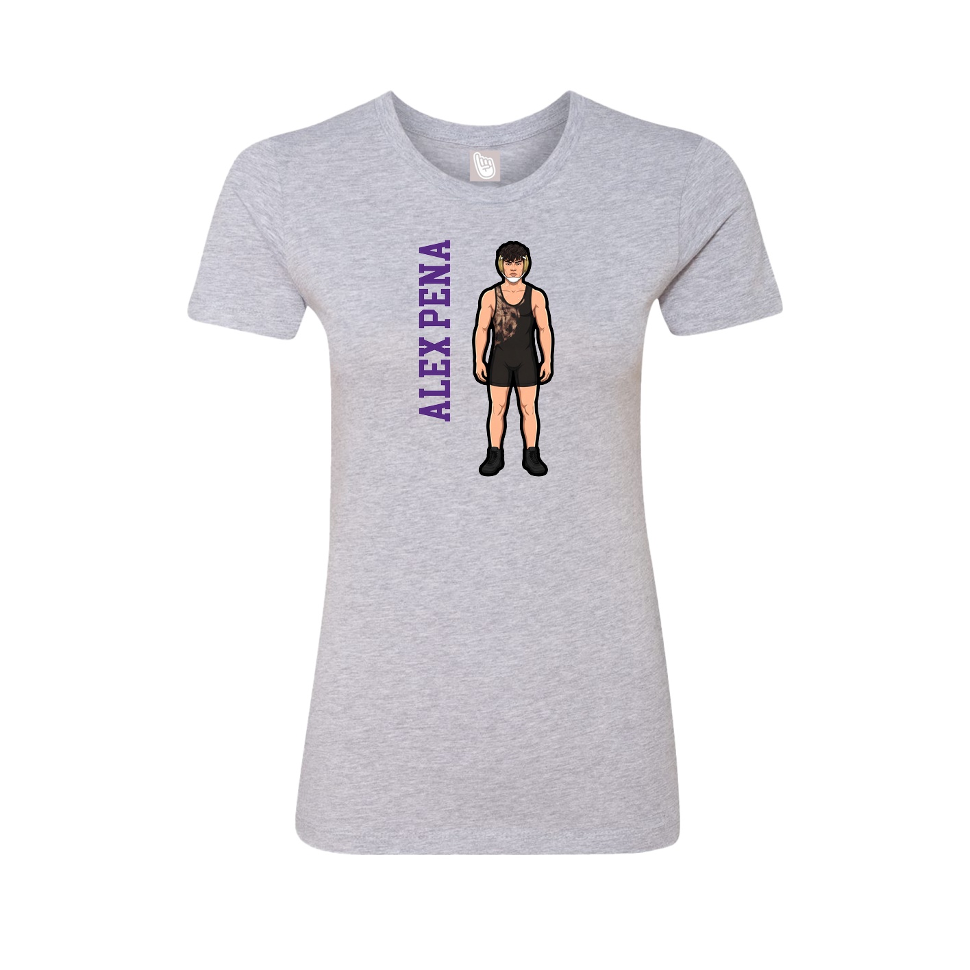 Fitted Women's Tee — Name Vertical in Grey