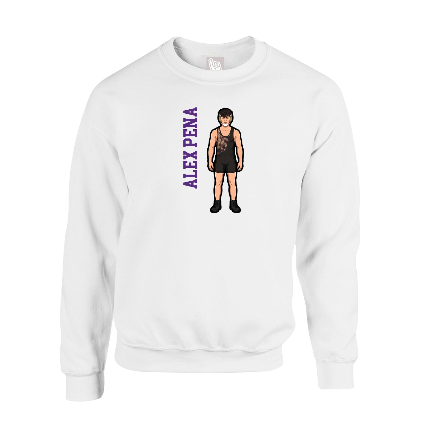 Fleece Crew — Name Vertical in White