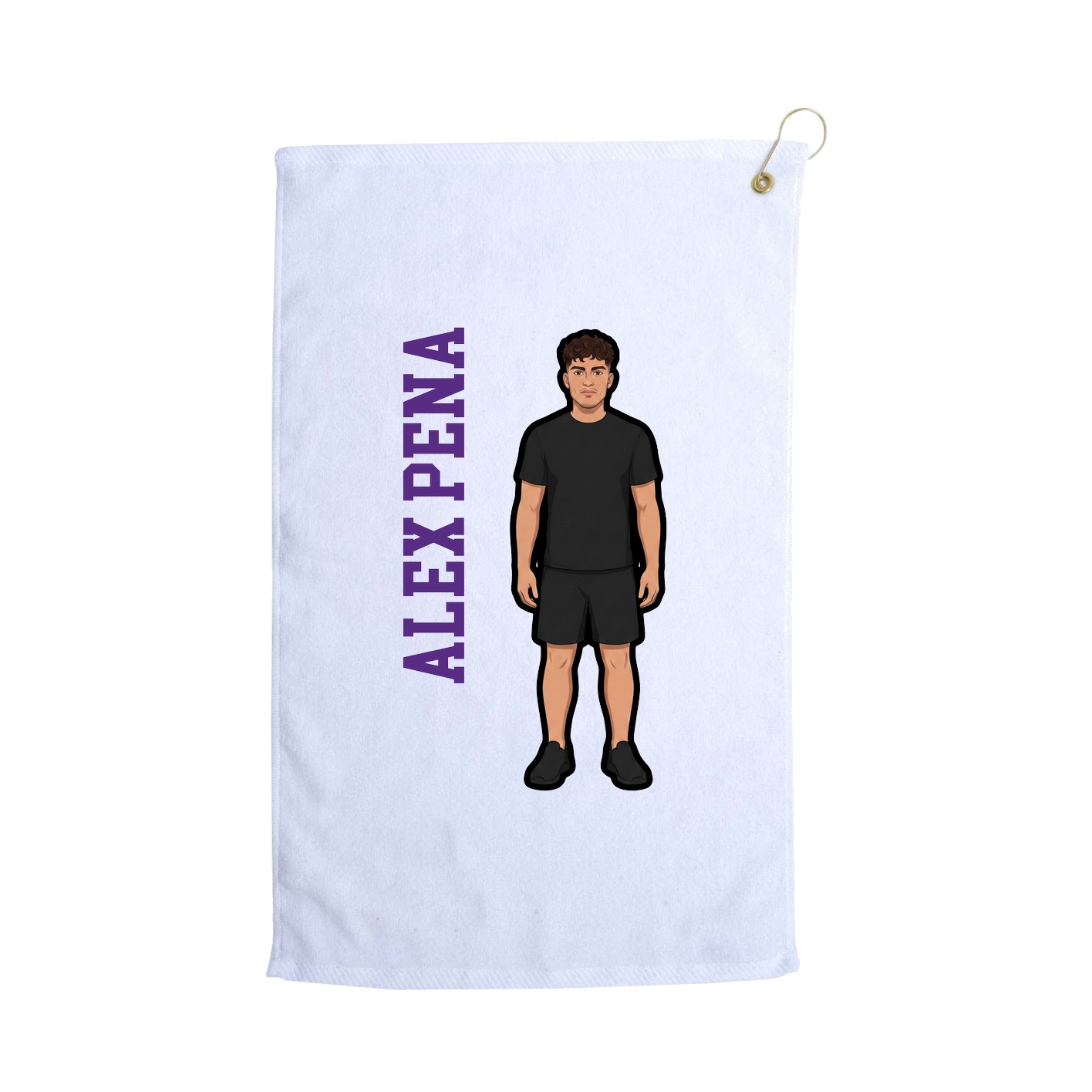 Golf Towel — Name Vertical in White