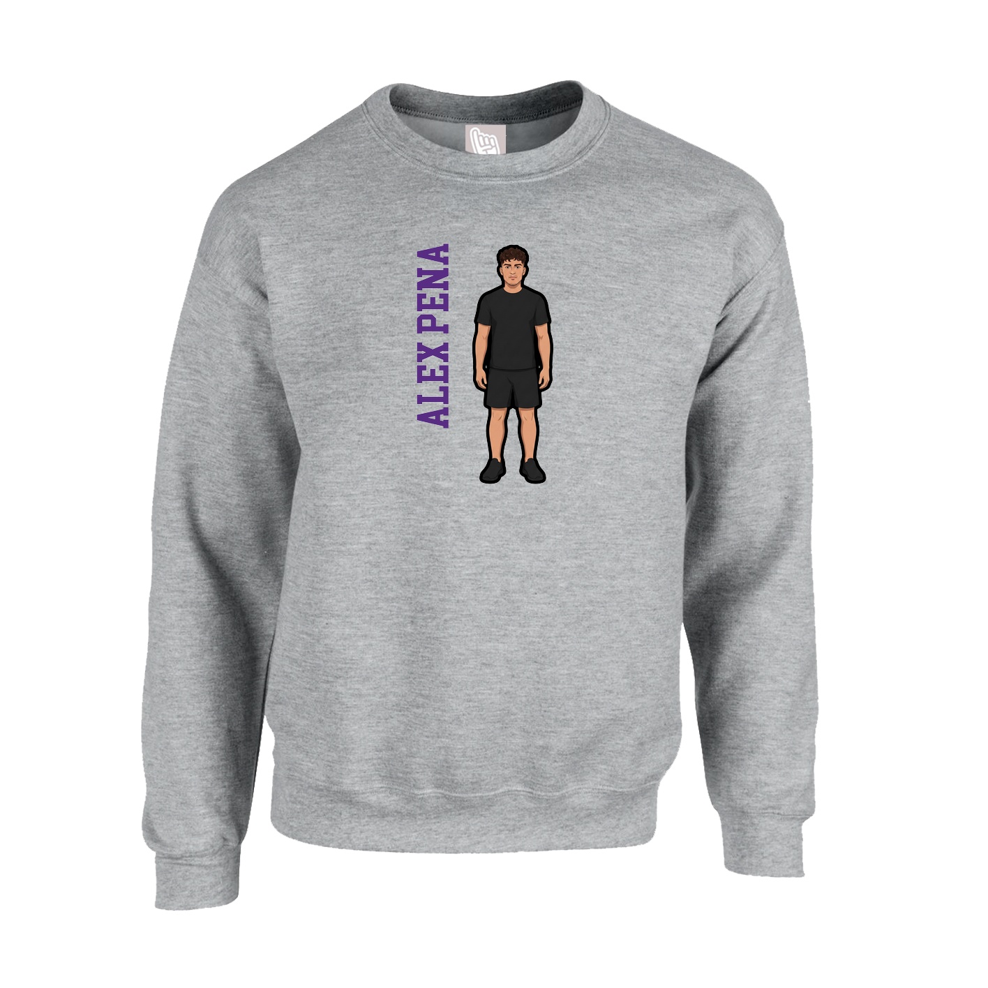 Fleece Crew — Name Vertical in Grey